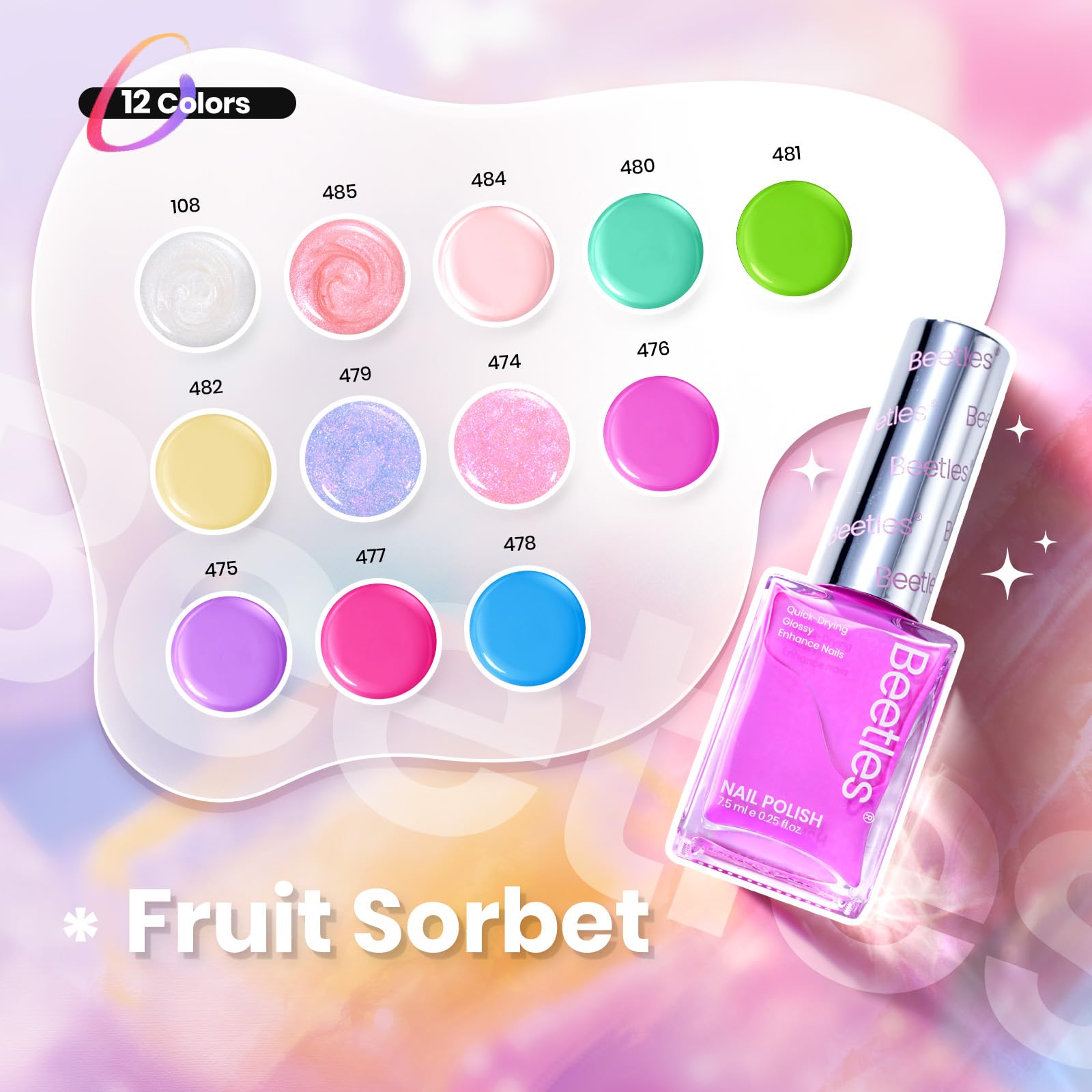 (Each $2.49) Beetles Gel Polish | 12 Glitter Colors Air Dry Nail Polish