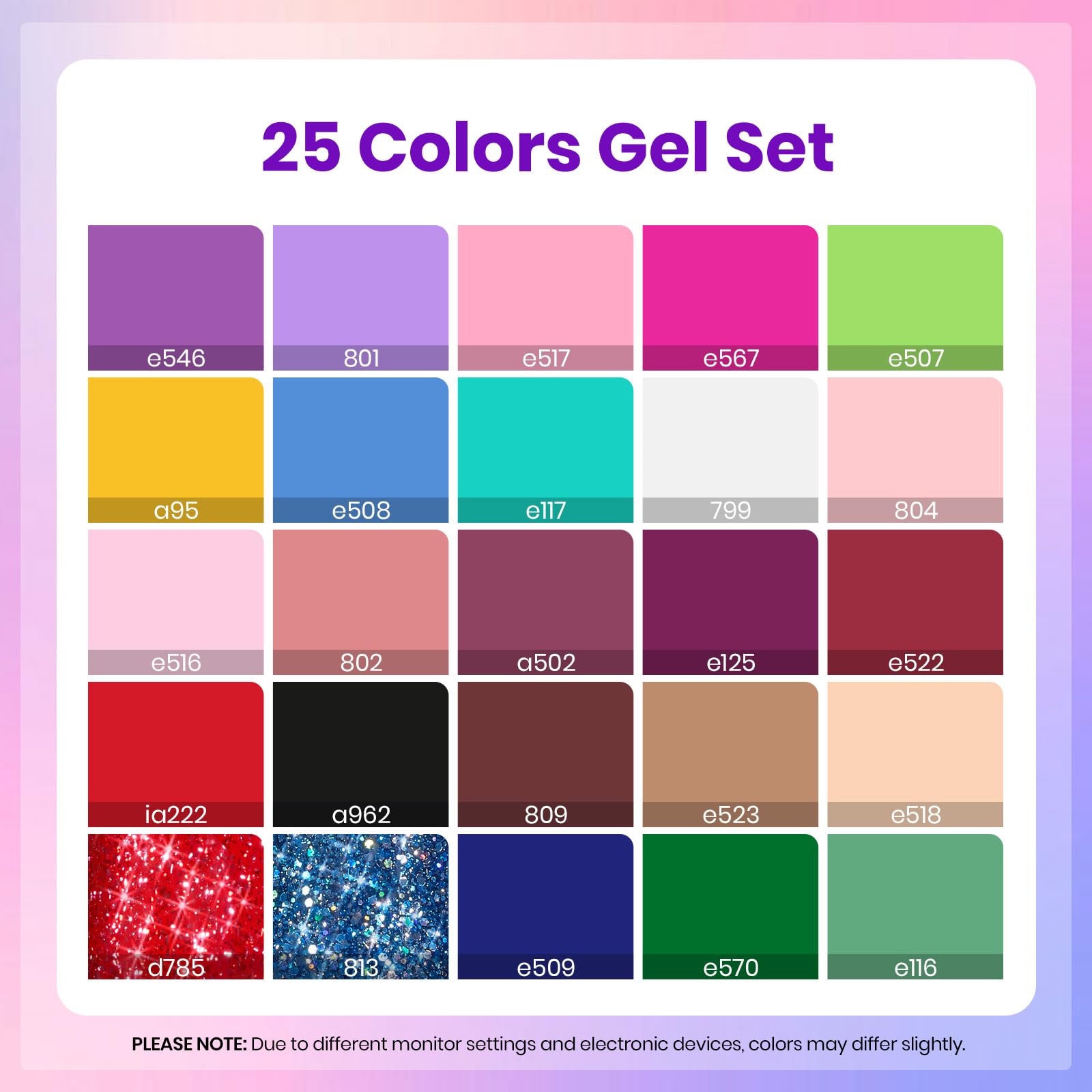 25 Colors Prime Notes - One Color One Print Gel Polish Kit