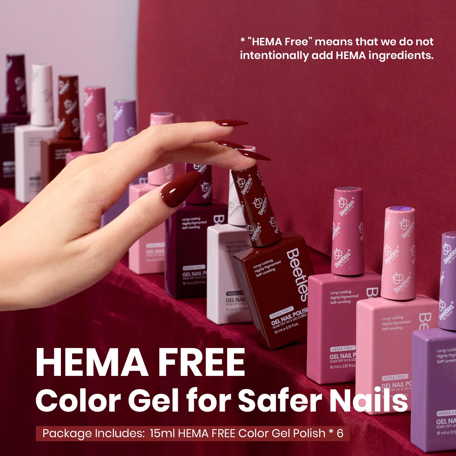 Hema Free Emotional Symphony - Colorful Bottle 6 Color Each 15ml Gel Polish
