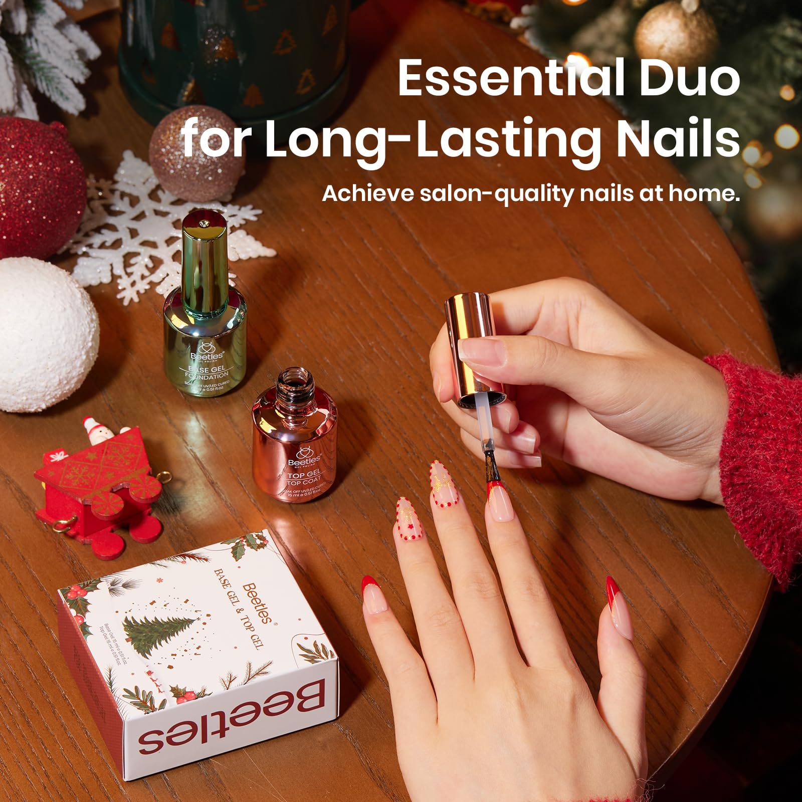 Beetles No Wipe Gel Top Coat and Base Coat Set 2 Pcs 15ml