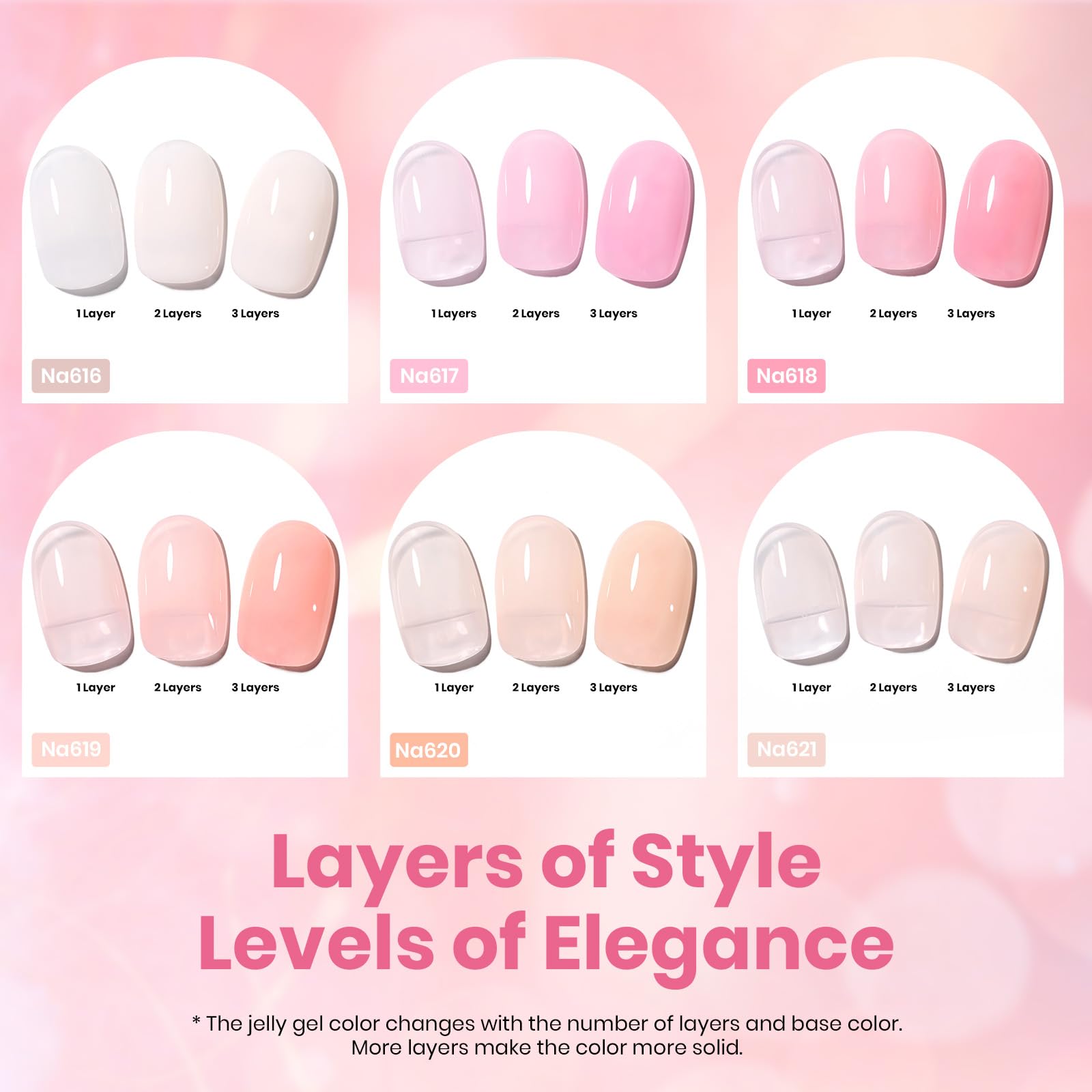 Hema-free Pink Romance | Colorful Bottle 6 Color Each 15ml  Gel Polish