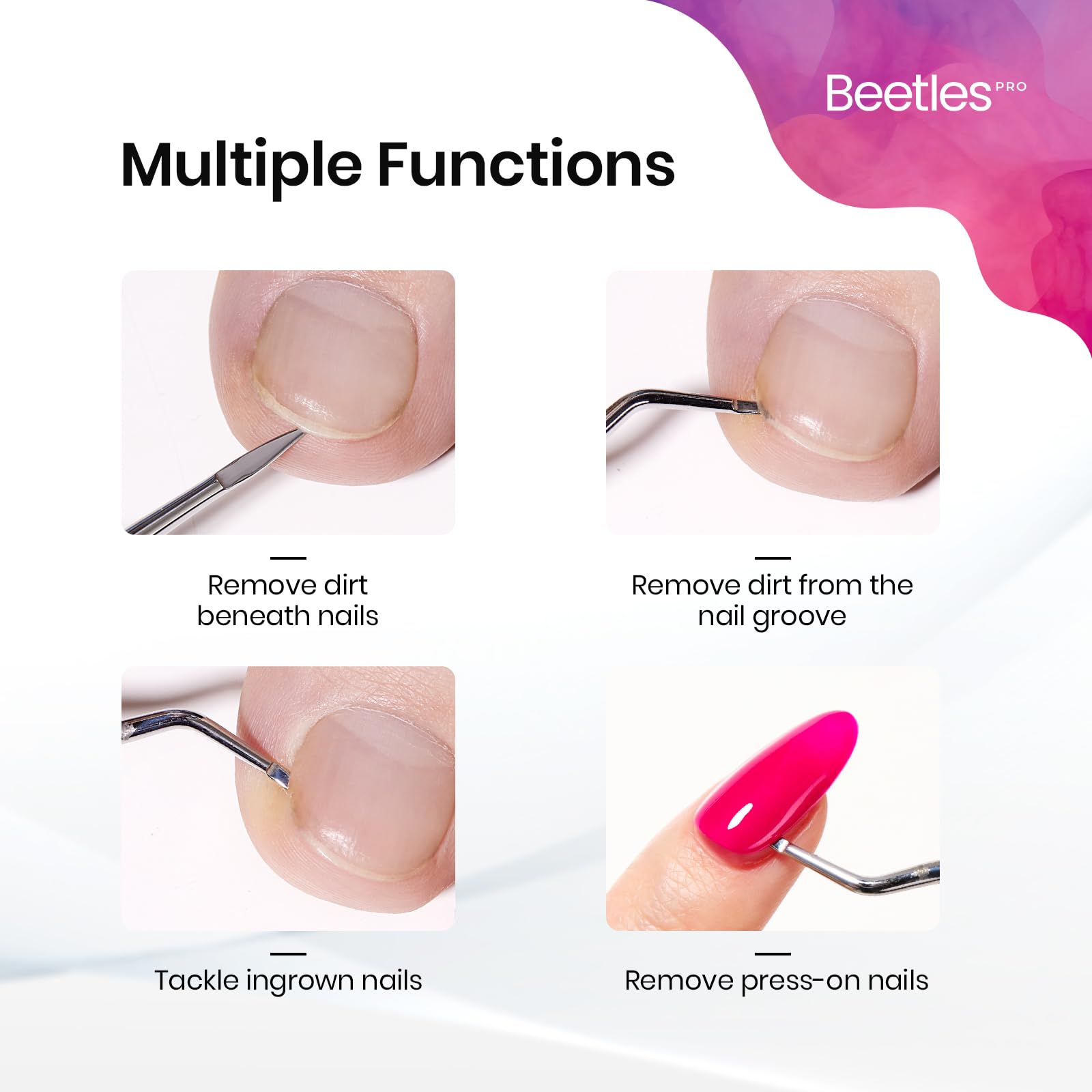 Pointed Tip(12mm) & Cuticle Scoop(14mm) Beetles Cuticle Nippers Professional Trimmer