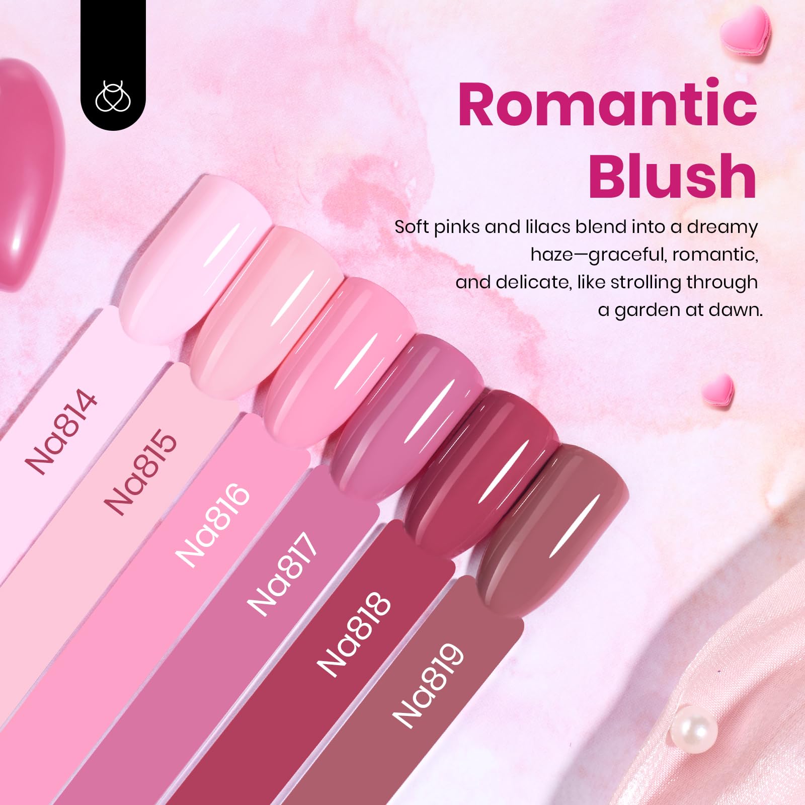 Hema Free Romantic Blush - Colorful Bottle 6 Color Each 15ml Gel Polish
