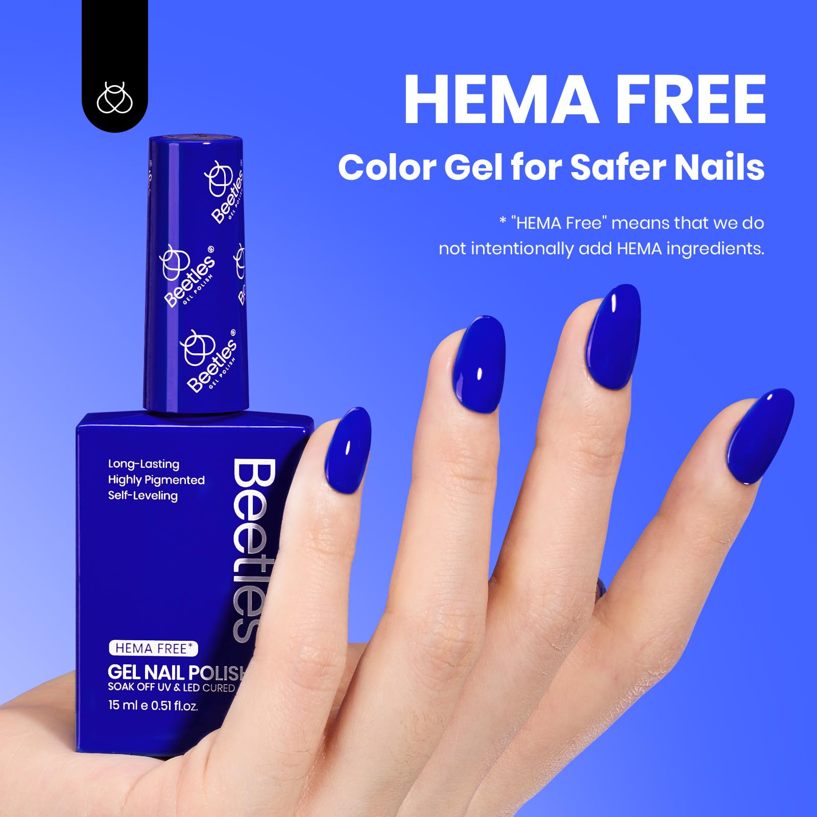 Hema - Free Eternal Blue- 15ML Full Size Royal Blue Gel Polish Nail