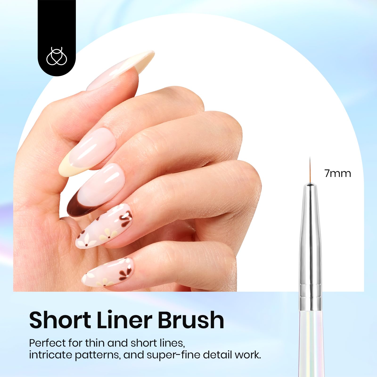 5pcs Nail Art Liner Brush: Precision Gel Application 7/11/15/20/25mm