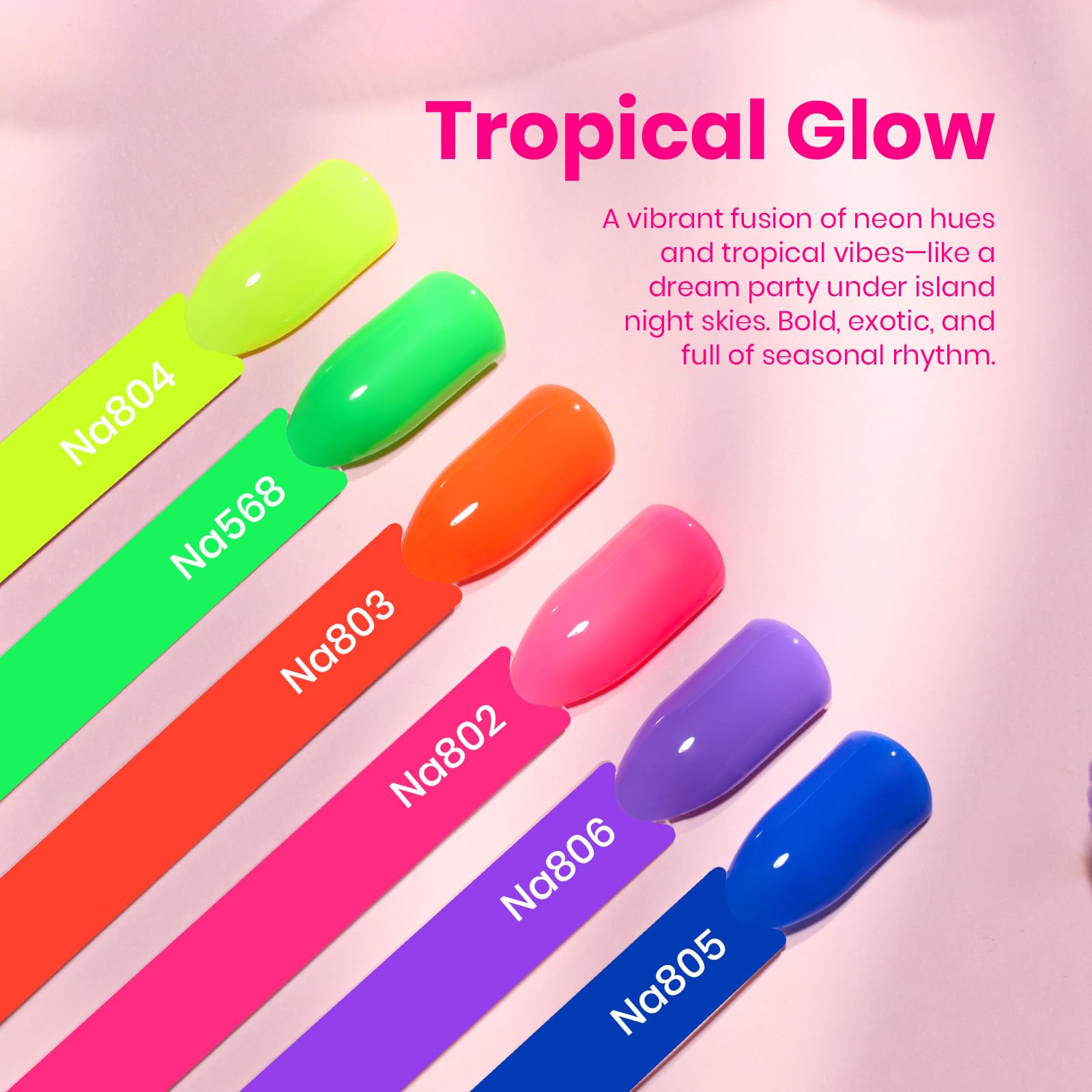 Hema-free Tropical - Glow Colorful Bottle 6 Color Each 15ml Blue Yellow Pink Gel Polish