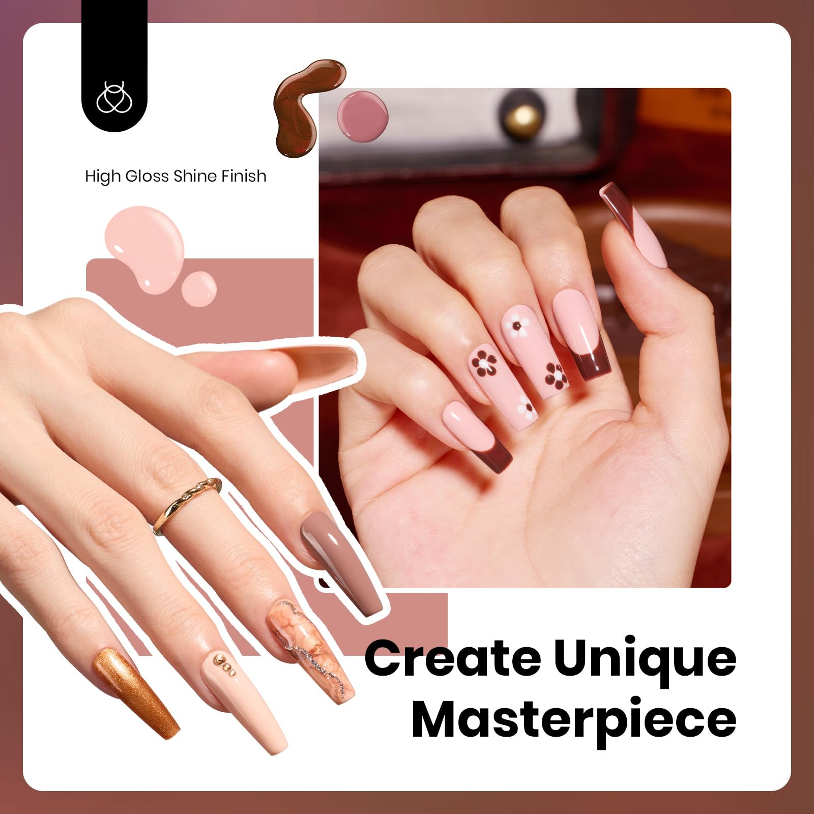 Nude Gel Nail Polish Set - Colorful Bottle 6 Color Each 15ml  Gel Polish