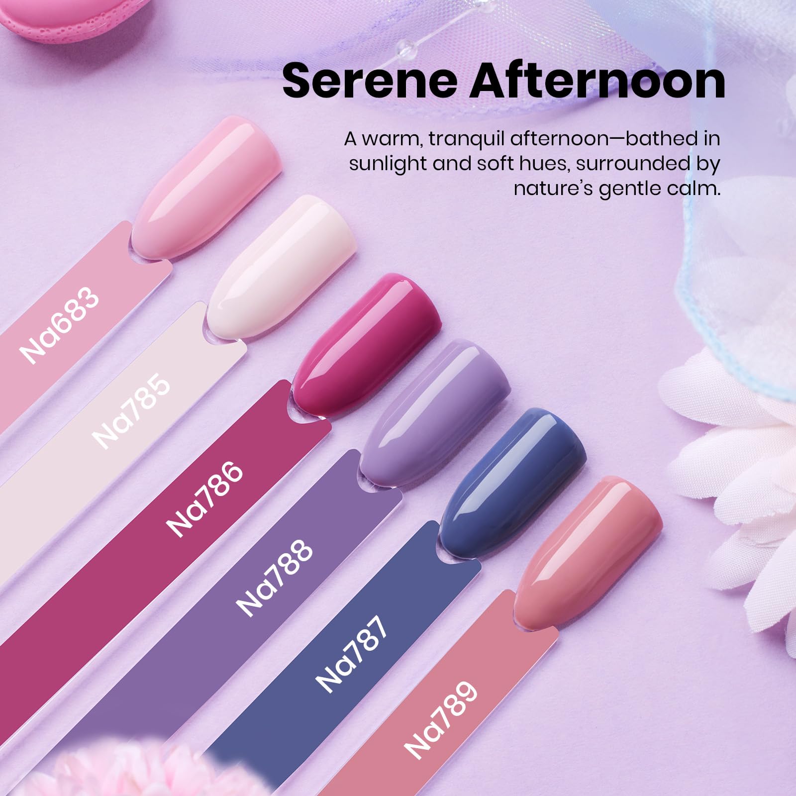 Serene Afternoon  - Hema Free Colorful Bottle 6 Color Each 15ml Gel Polish