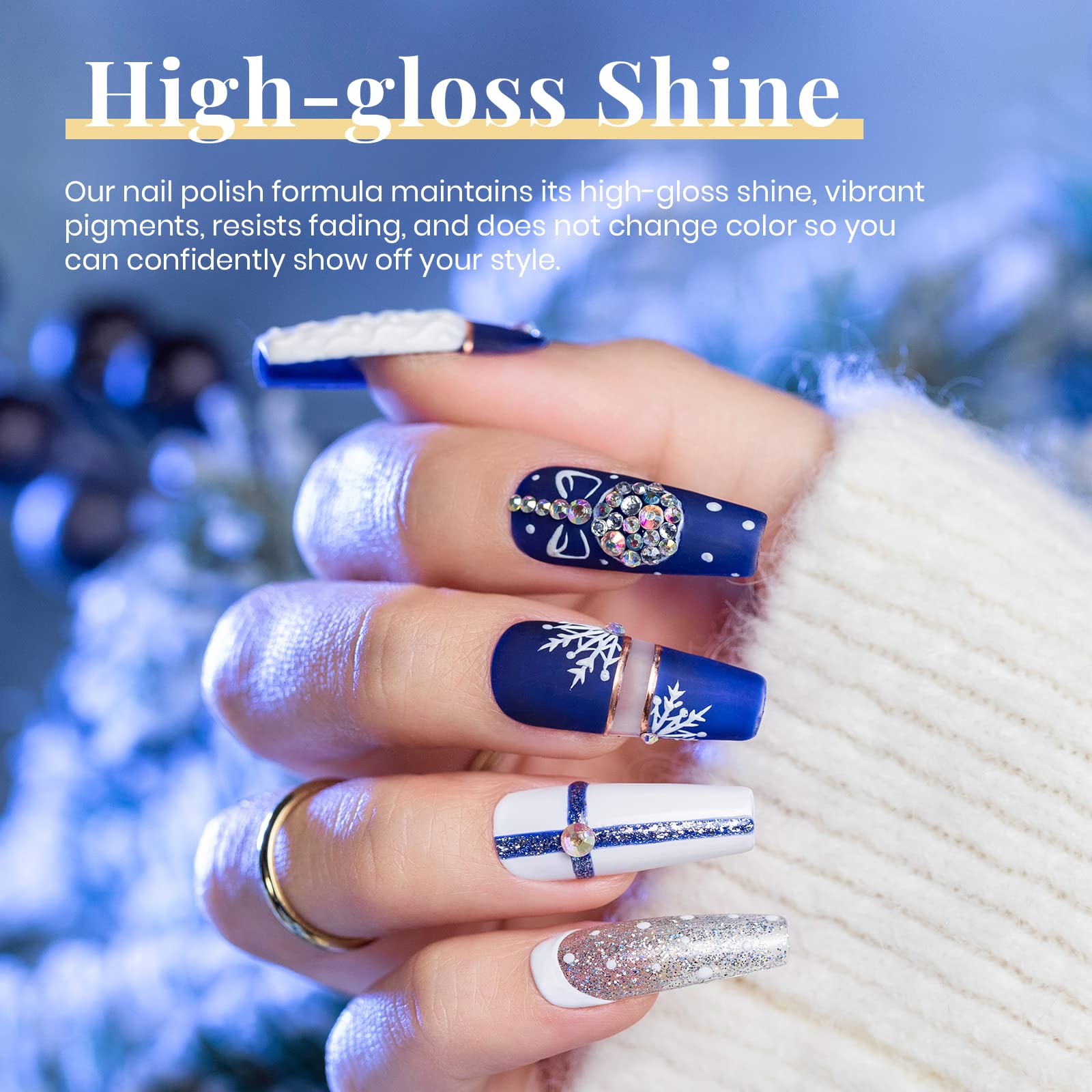 Beetles Gel Polish Winter Christmas - 5 Colors Dark Blue Glitter Gel Polish Kit