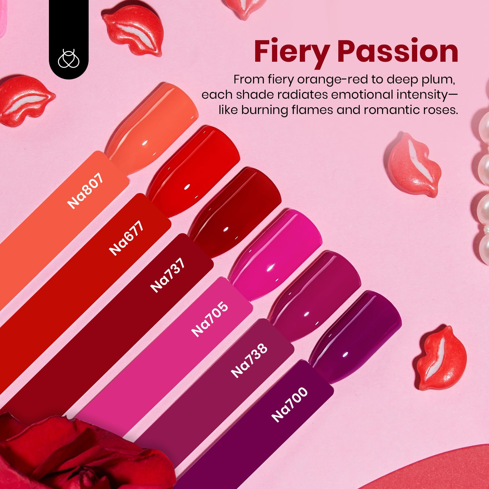 Hema Free Fiery Passion - Colorful Bottle 6 Color Each 15ml Gel Polish