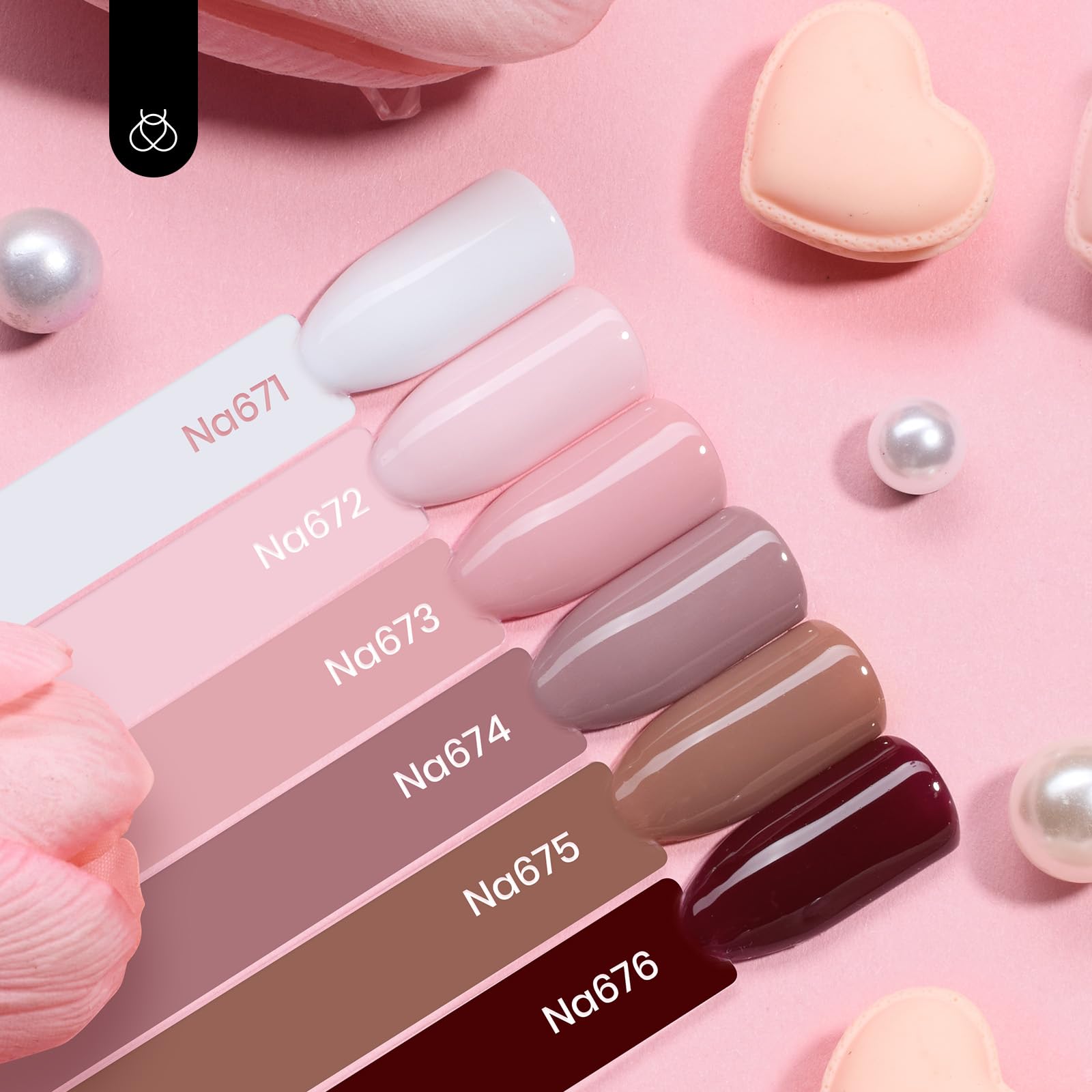 Hema Free Nude Brown - Colorful Bottle 6 Color Each 15ml Pink Gel Polish