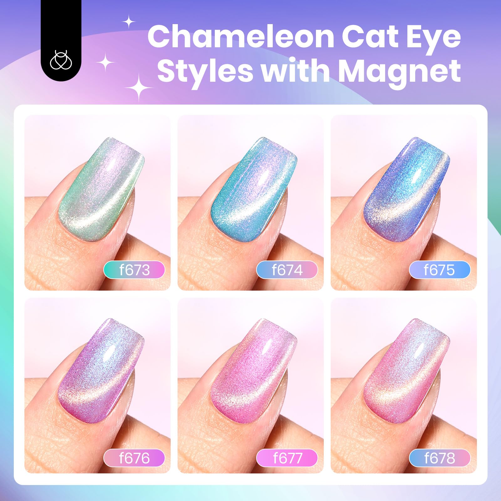 Prismatic Mirage - Chameleon Cat Eye  6 Colors Gel Polish Set