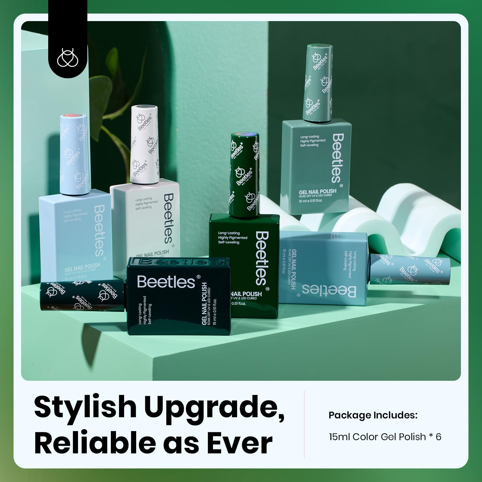 Green Lab | Colorful Bottle 6 Color Gel Polish Each 15ml