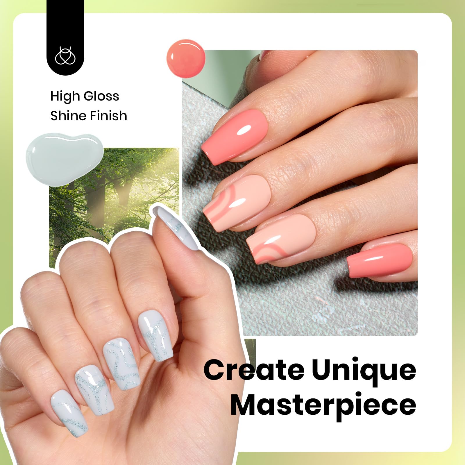 Hema Free Lakeside Serenity - Colorful Bottle 6 Color Each 15ml Gel Polish