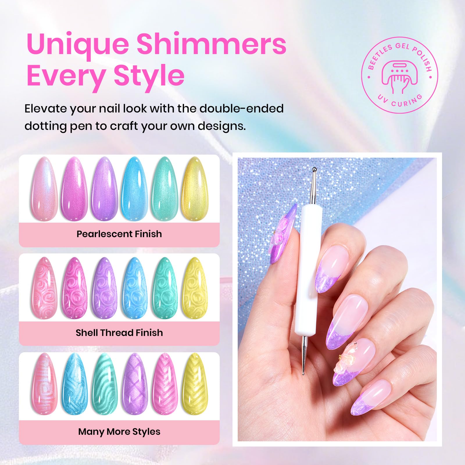 Pastel Whirlwind | 6 Colors Shell Thread Dreamy Mermaid Gel Polish Set