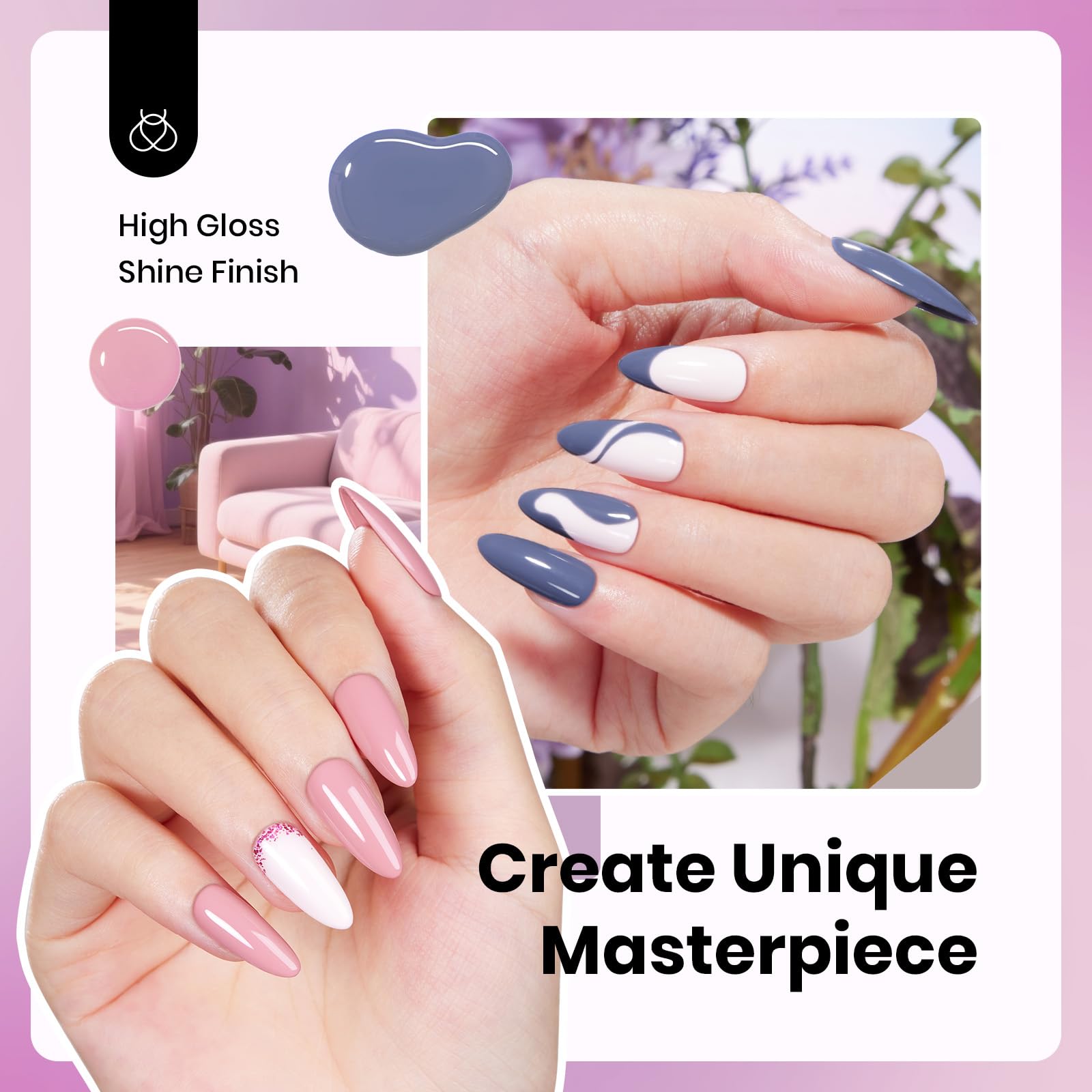 Serene Afternoon  - Hema Free Colorful Bottle 6 Color Each 15ml Gel Polish