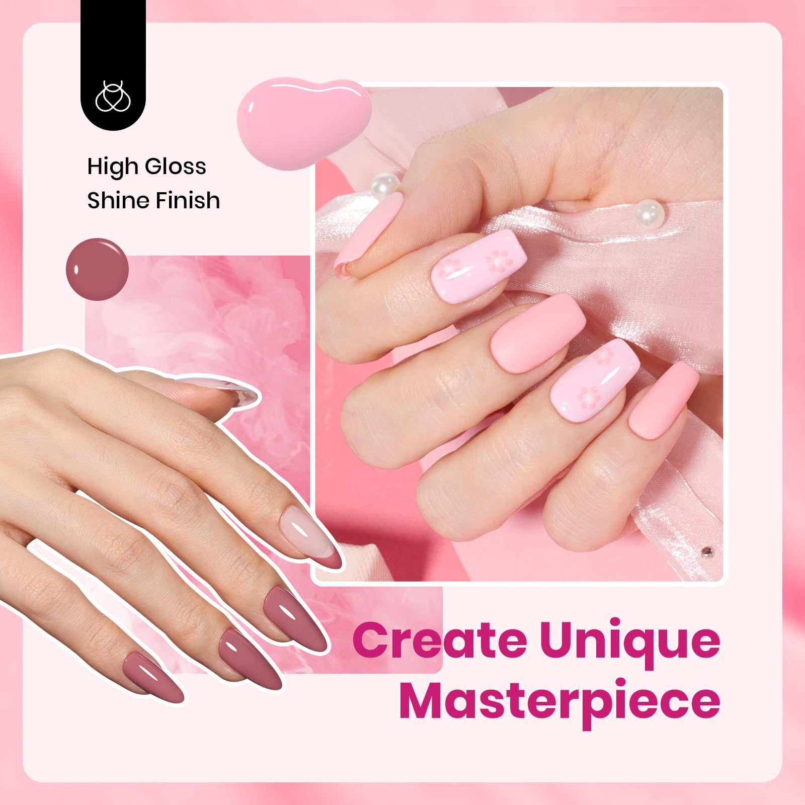 Hema Free Romantic Blush - Colorful Bottle 6 Color Each 15ml Gel Polish