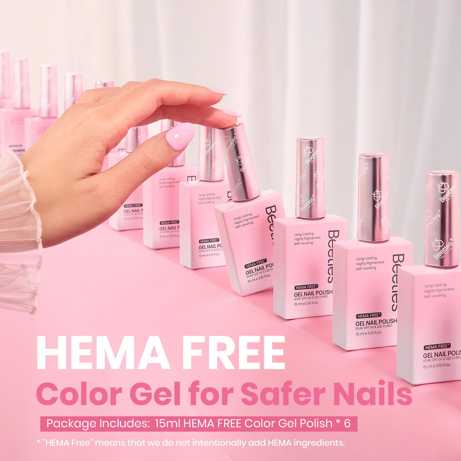 Hema-free Pink Romance | Colorful Bottle 6 Color Each 15ml  Gel Polish