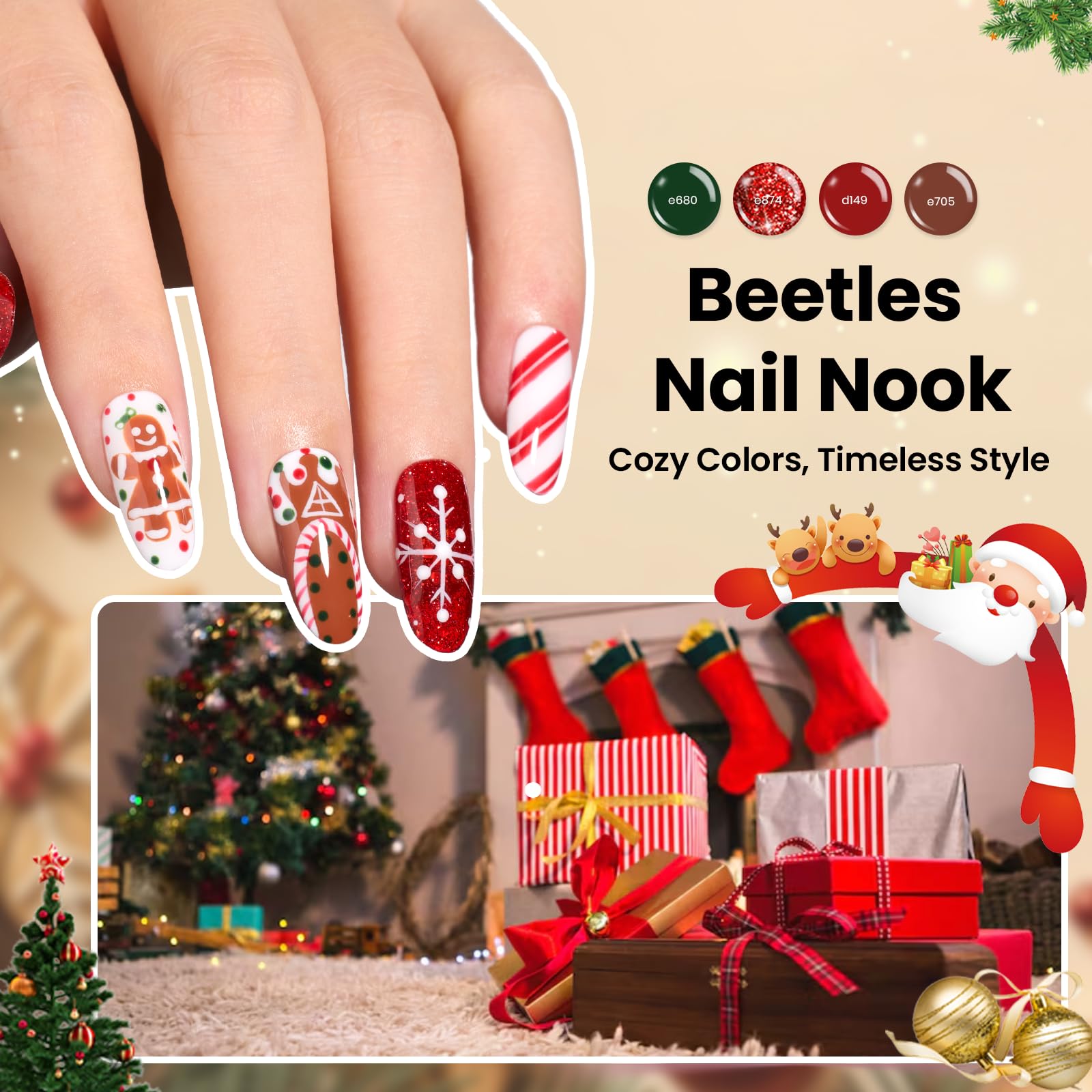 (Christmas Edition) Gift Set Nail Nook - 100 Colors 119PCS with Storage Bag Gel Polish Set for All Season