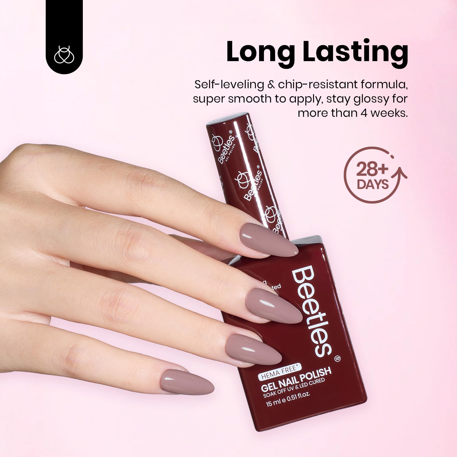 Hema Free Nude Brown - Colorful Bottle 6 Color Each 15ml Pink Gel Polish