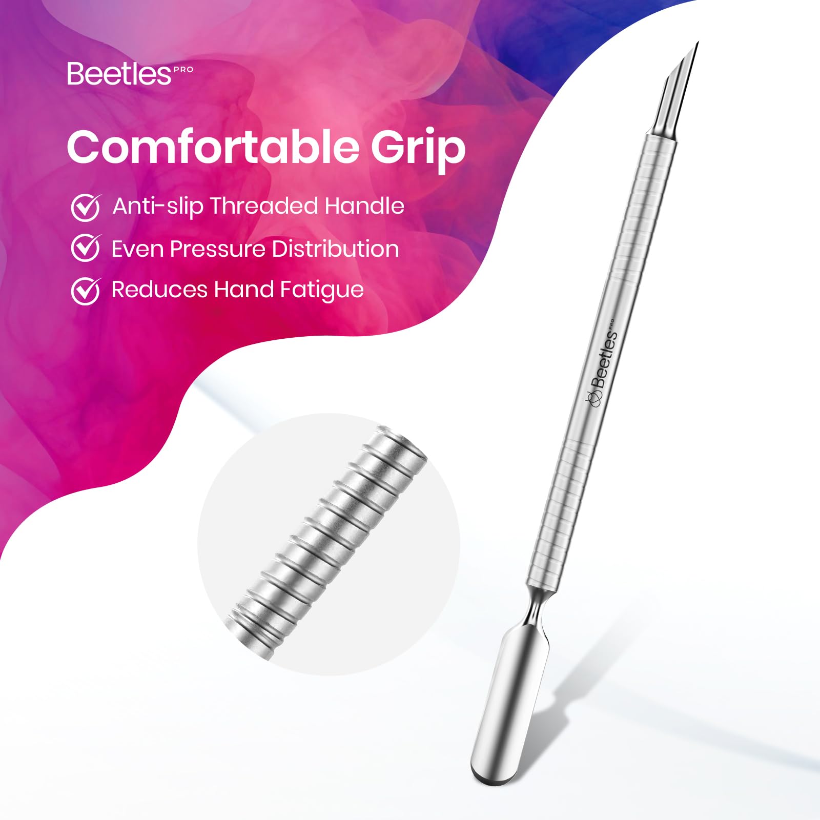 Loop Pusher 23mm + Beveled Pusher 9mm Beetles Cuticle Nippers Professional Trimmer