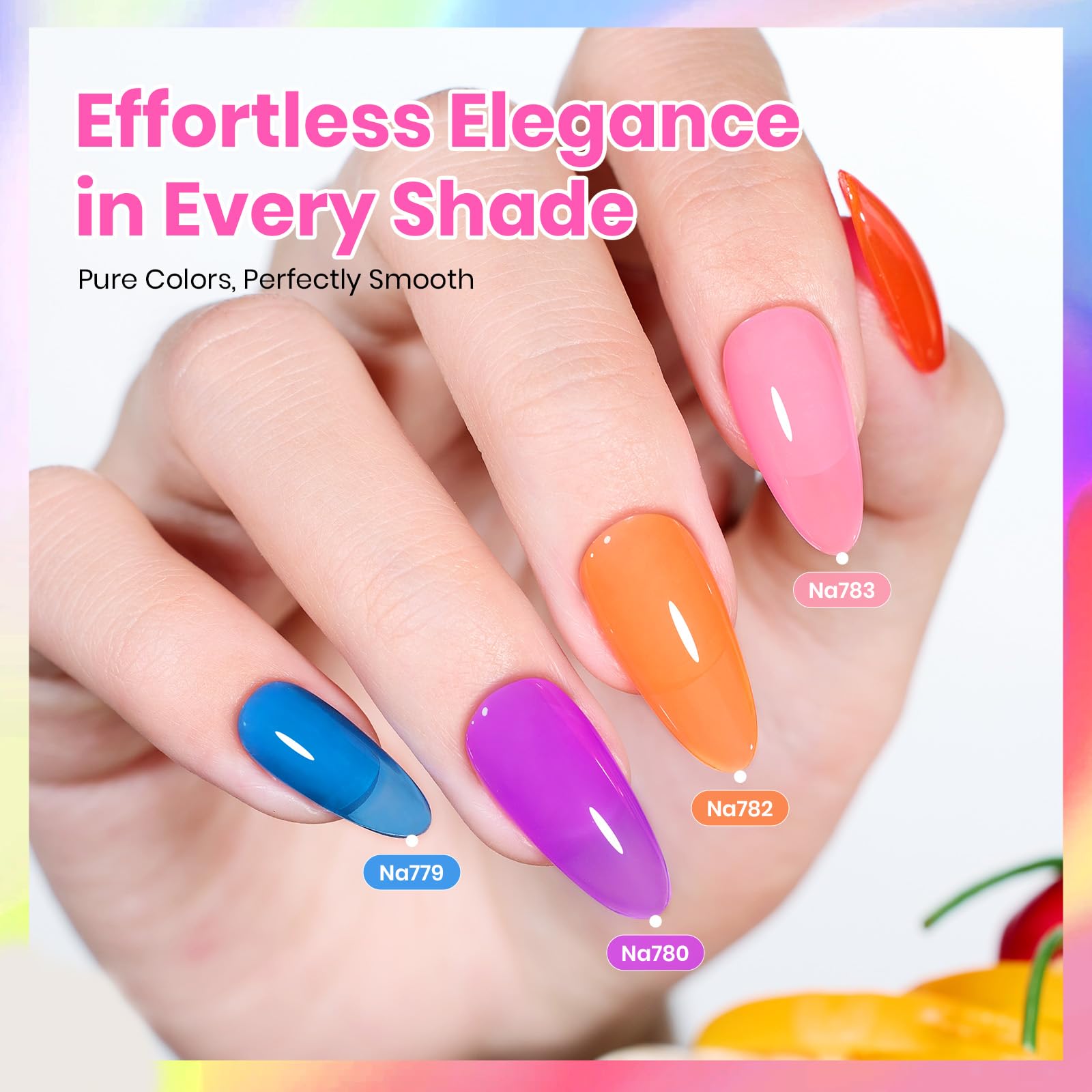 Hema-free Neon Jelly | Colorful Bottle 6 Color Each 15ml  Gel Polish