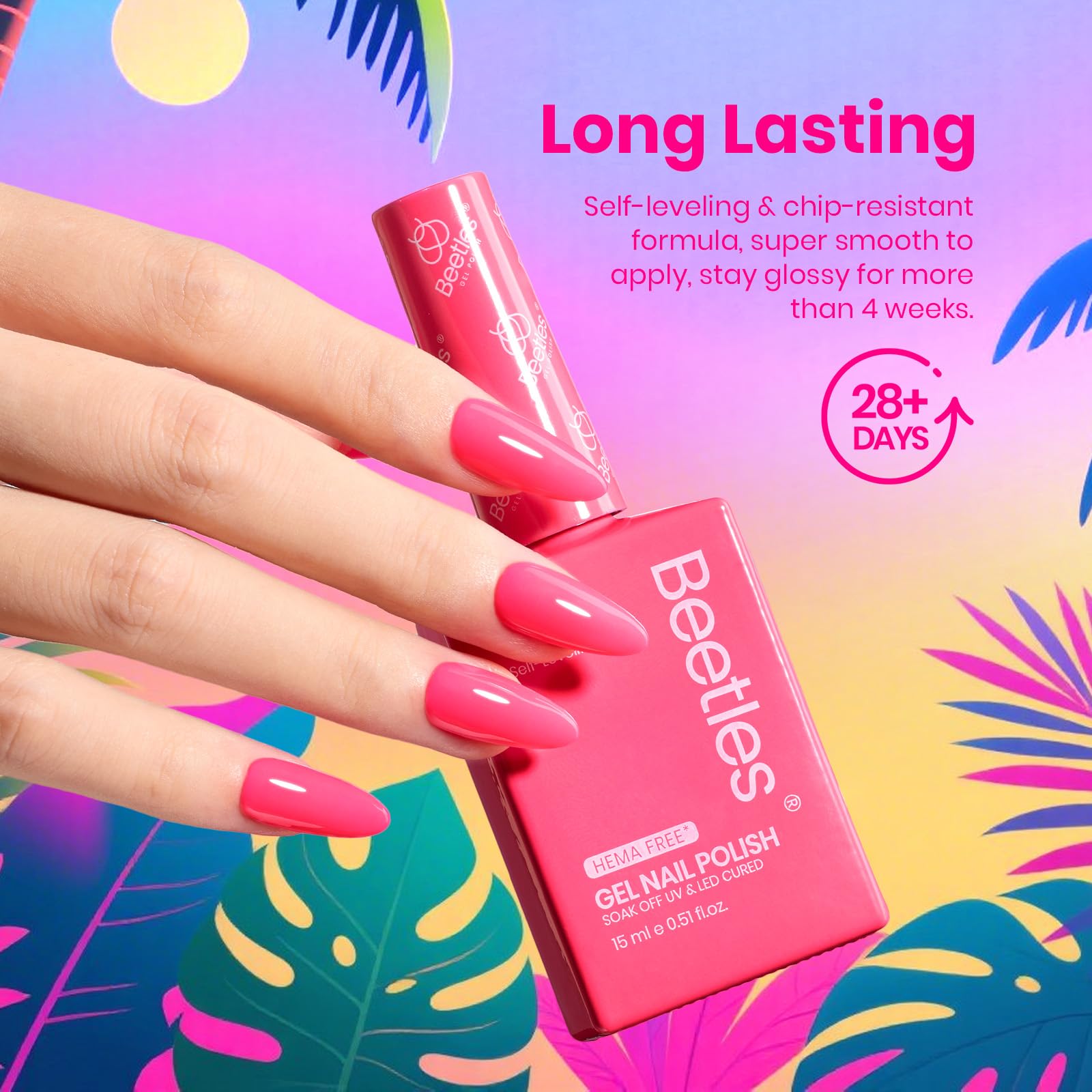 Hema-free Tropical - Glow Colorful Bottle 6 Color Each 15ml Blue Yellow Pink Gel Polish