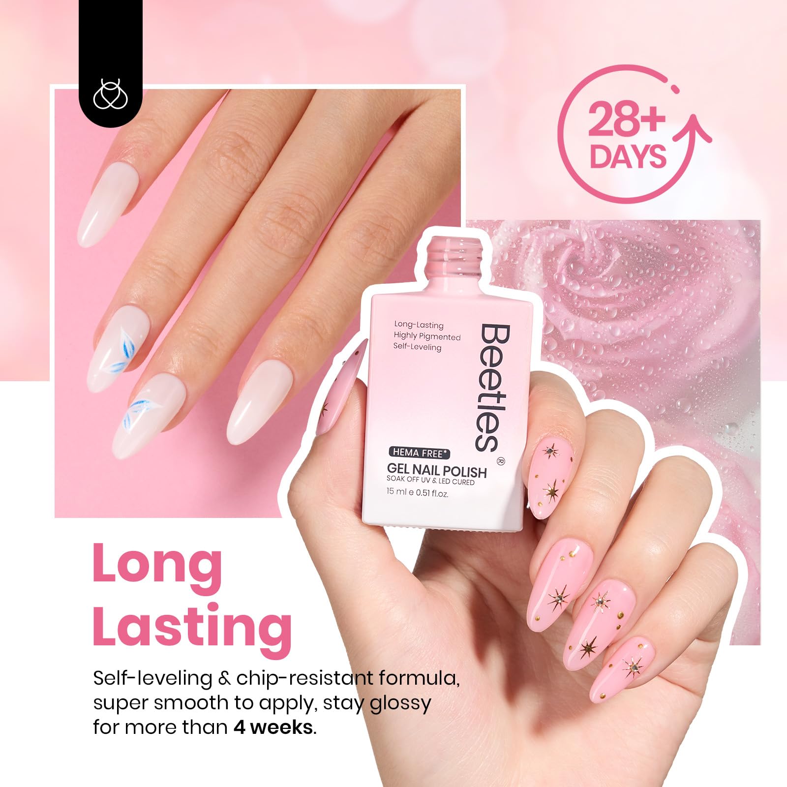 Hema-free Pink Romance | Colorful Bottle 6 Color Each 15ml  Gel Polish