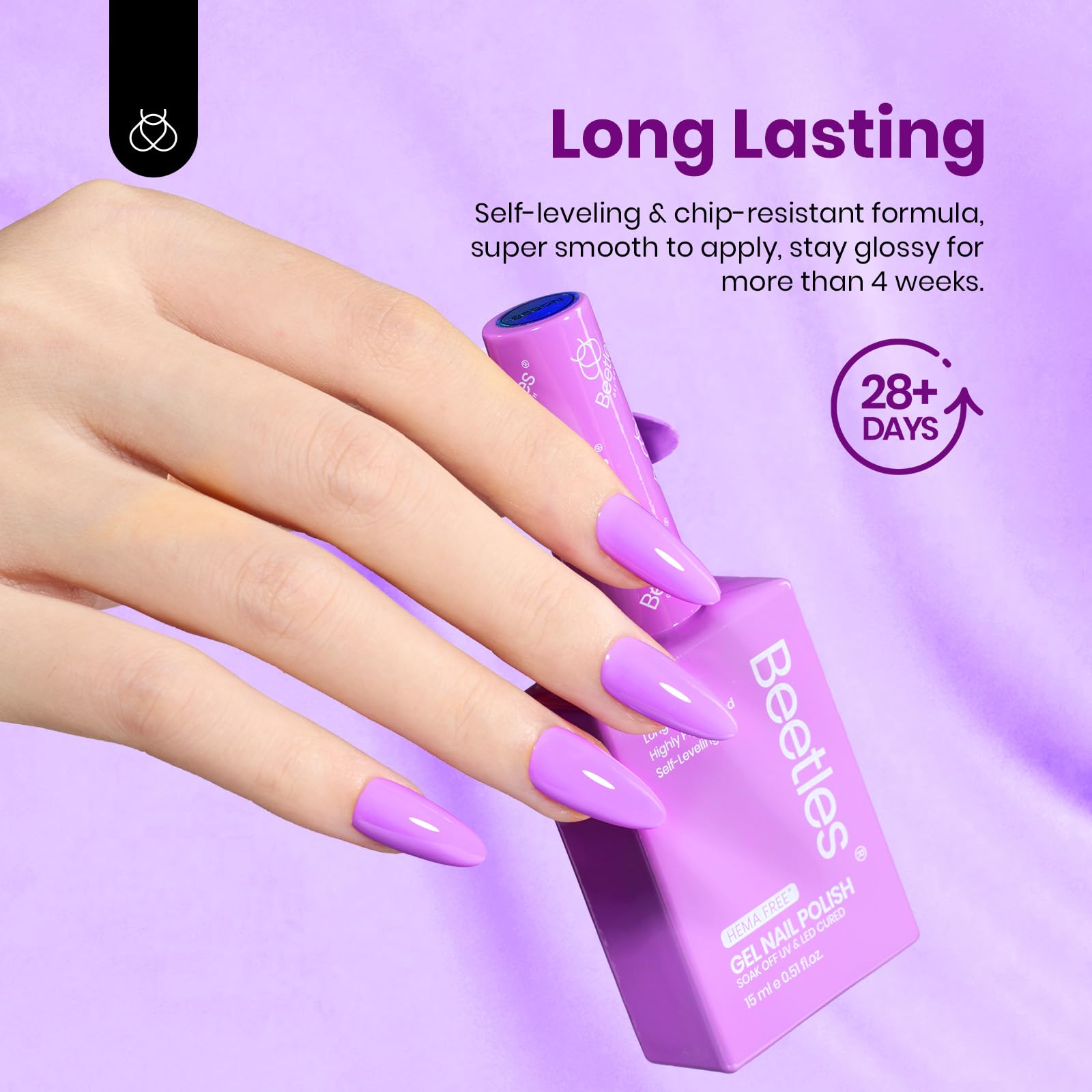 Hema Free Wisteria Whisper - Colorful Bottle 6 Color Each 15ml Gel Polish