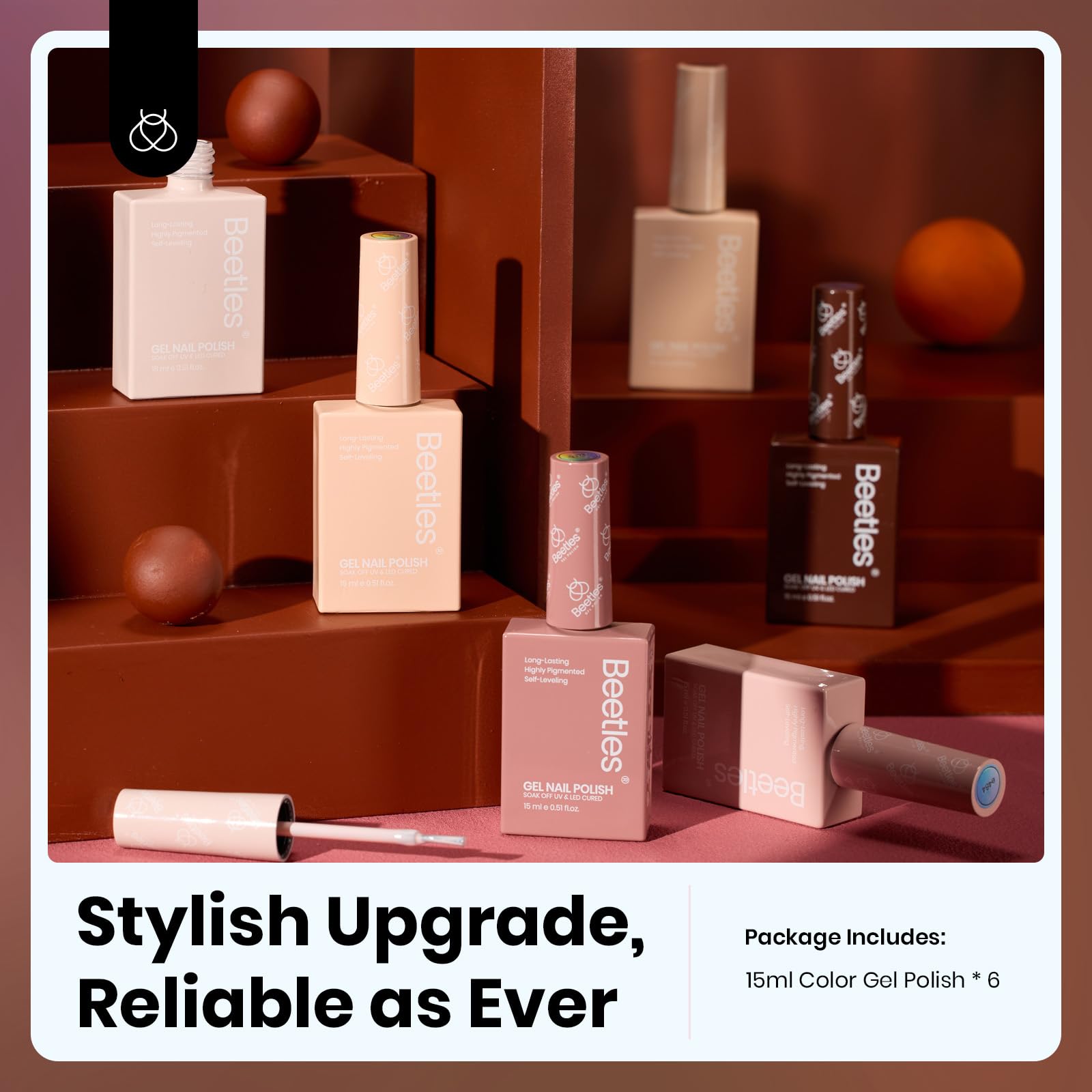 Nude Gel Nail Polish Set - Colorful Bottle 6 Color Each 15ml  Gel Polish