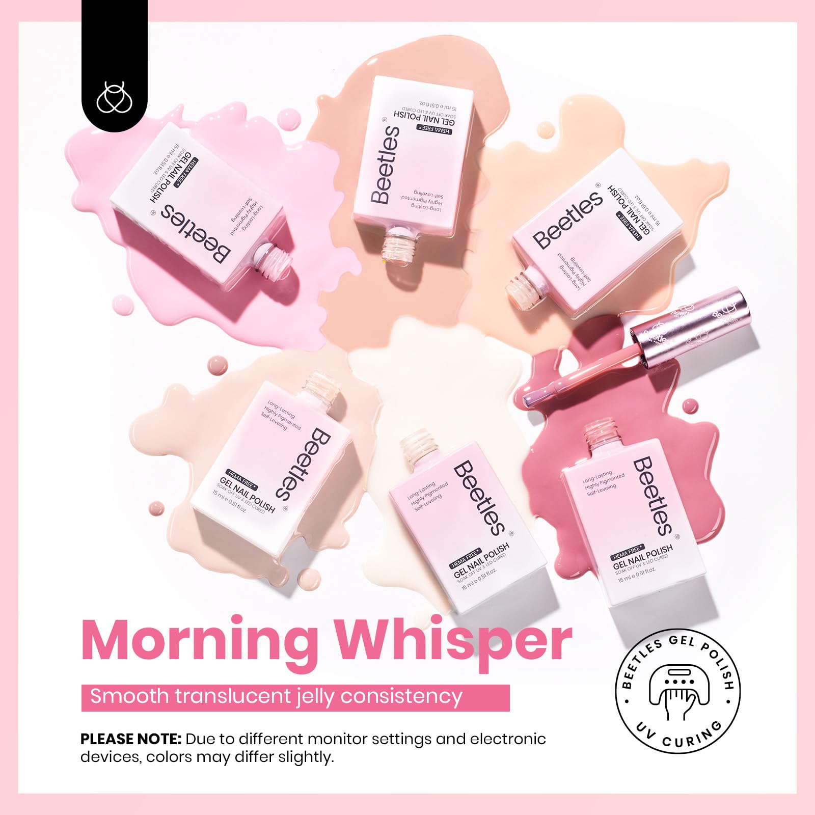 Hema-free Pink Romance | Colorful Bottle 6 Color Each 15ml  Gel Polish