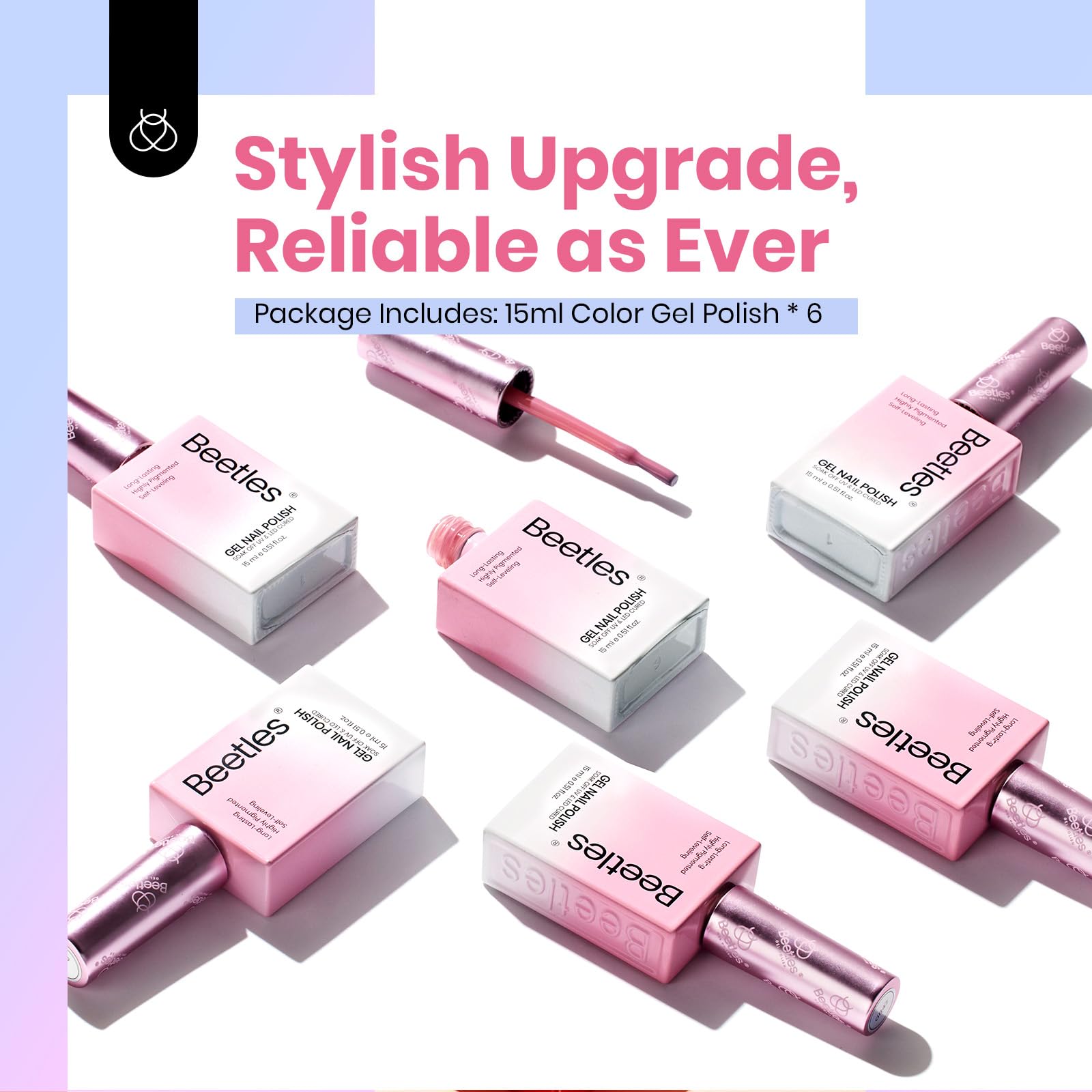 15ML*6-Ultimate Monochrome - Colorful Bottle 6 Color Gel Polish