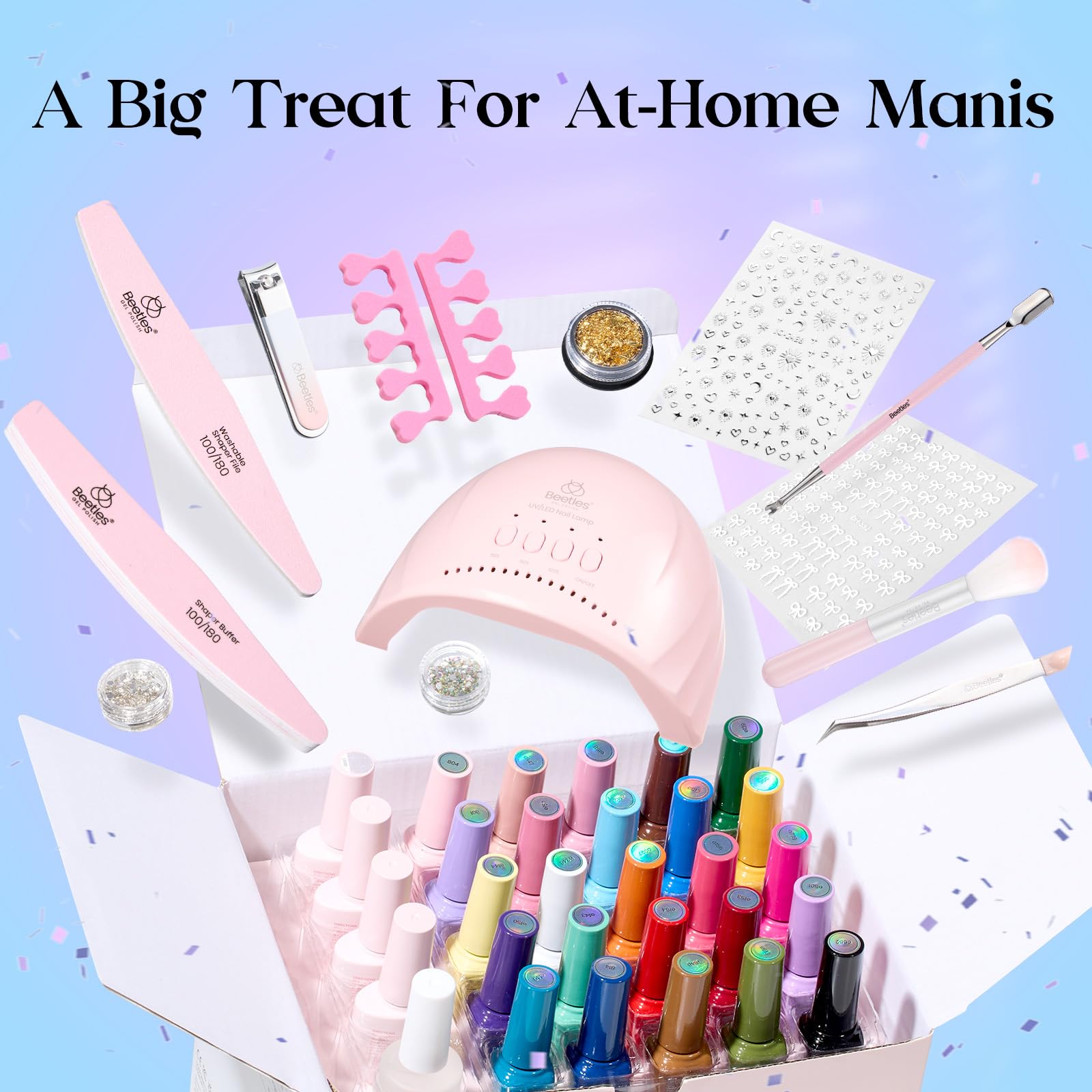 45 PCS ALL-IN-ONE NAIL KIT - 25 Colors Upgrade Colorful Bottle Gel Starter Kit