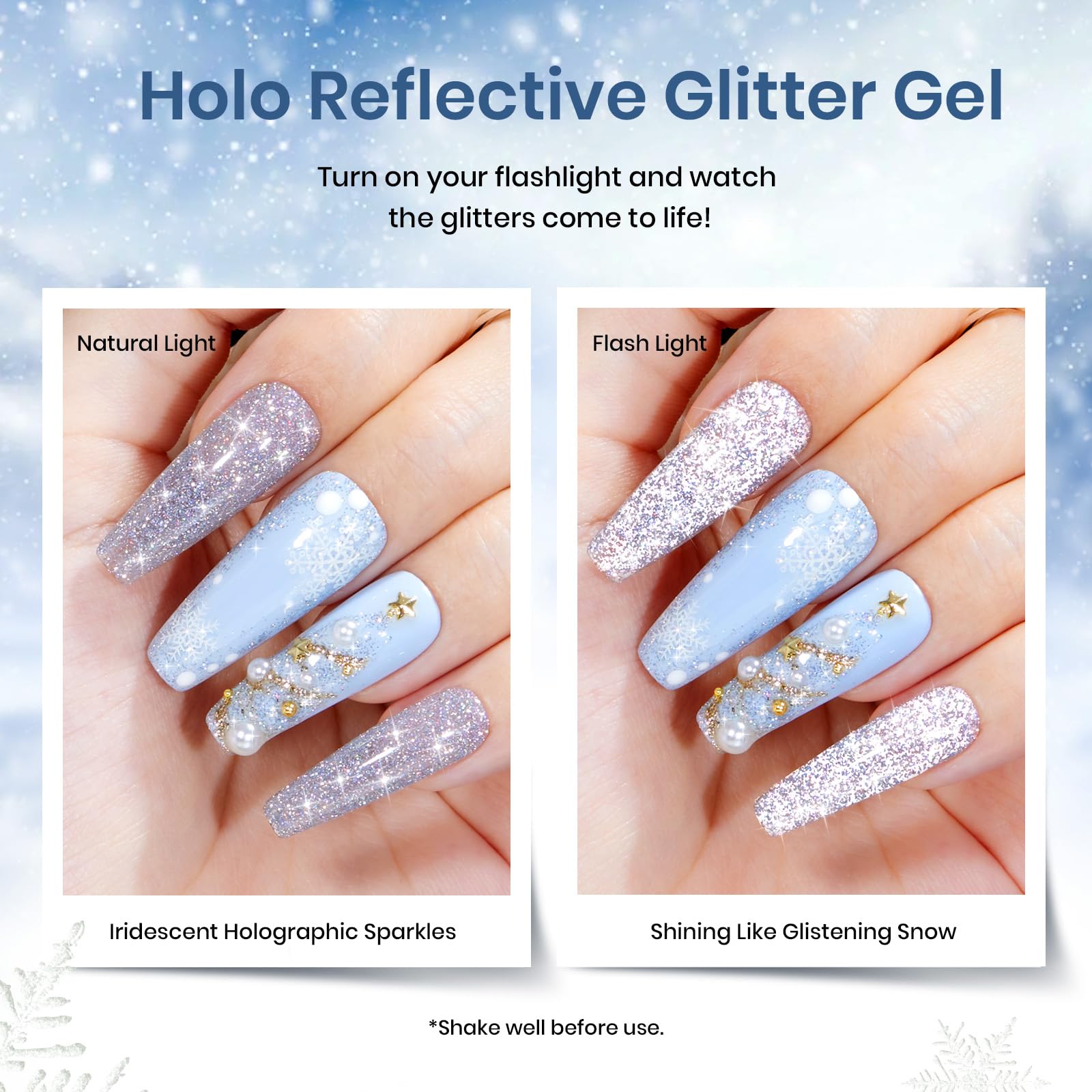 Beetles Gel Polish Winter Christmas - 5 Colors Dark Blue Glitter Gel Polish Kit