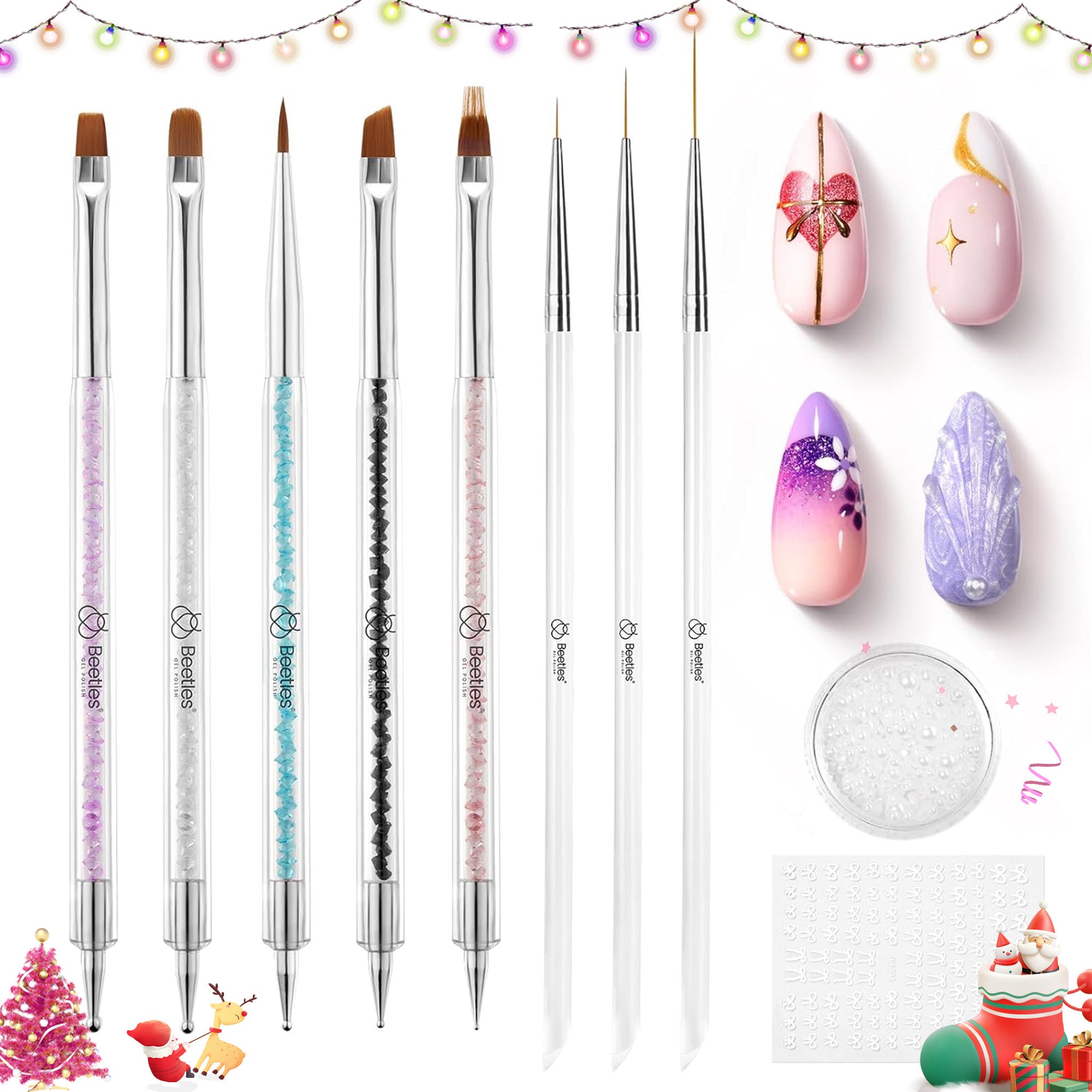 8pcs Nail Art Liner Brush Set: Precision Gel Application
