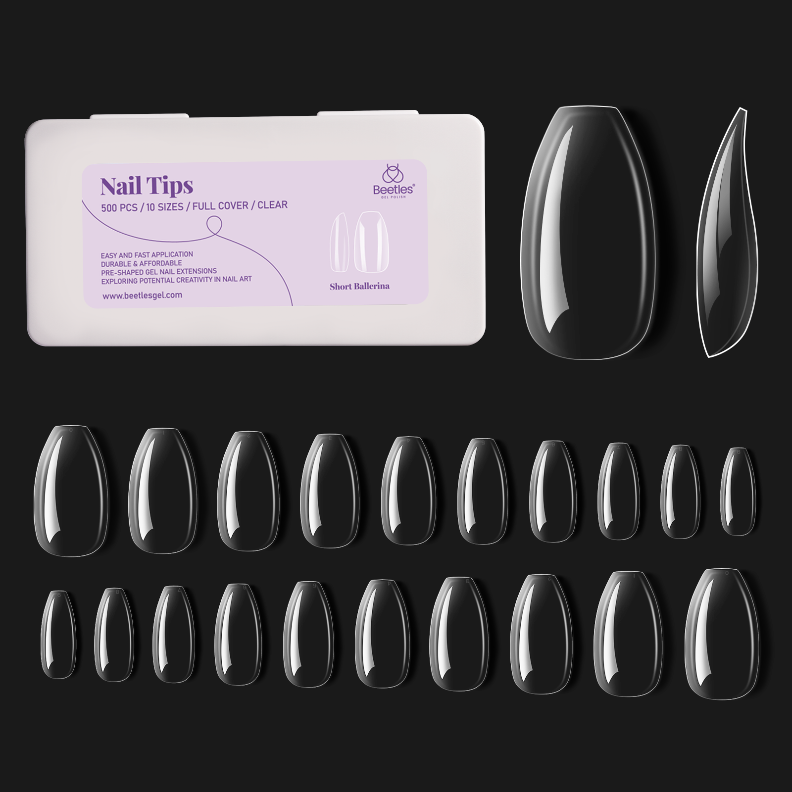 Short Ballerina Pre-shaped Nail Gelly Tips-500pcs #064