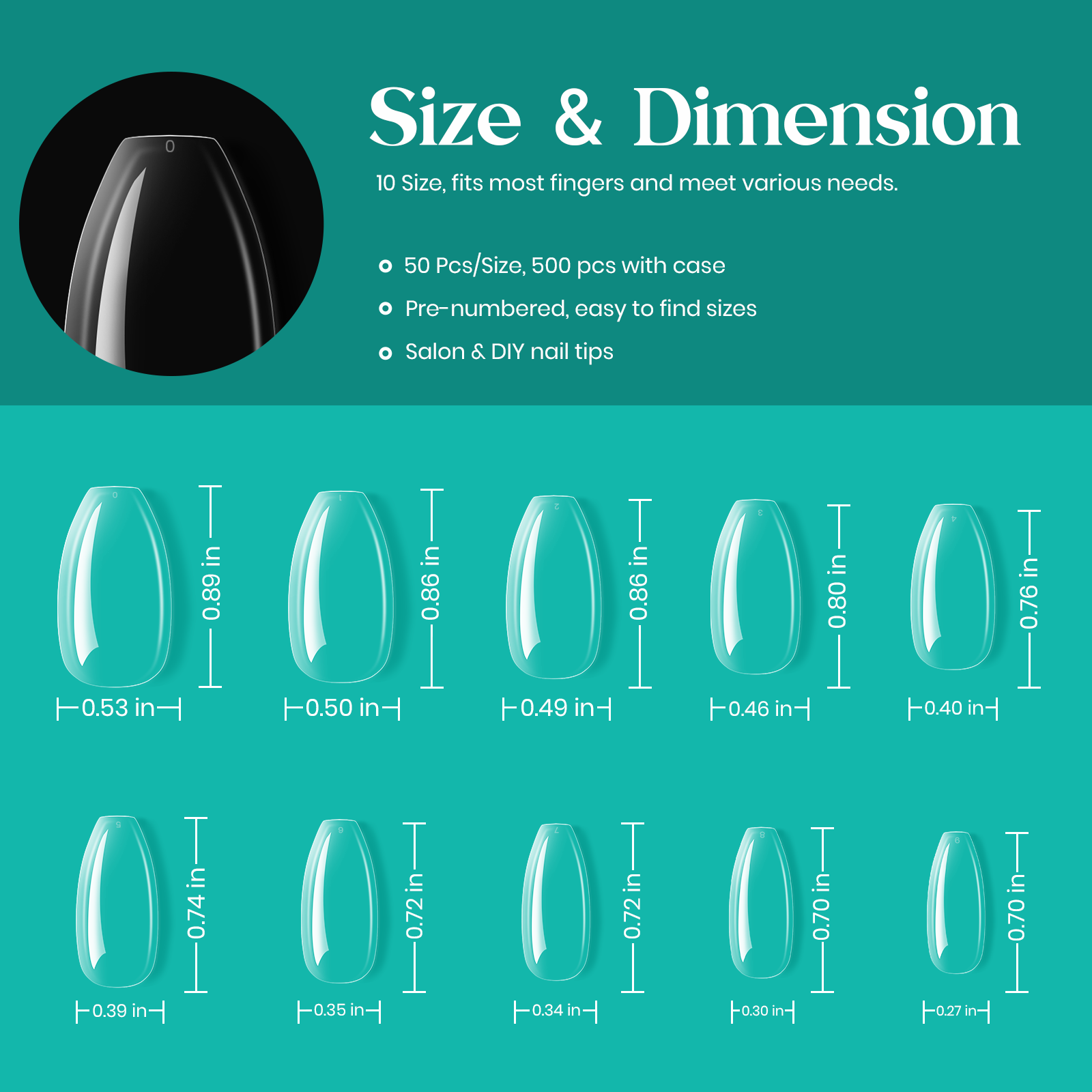Short Ballerina Pre-shaped Nail Gelly Tips-500pcs #064