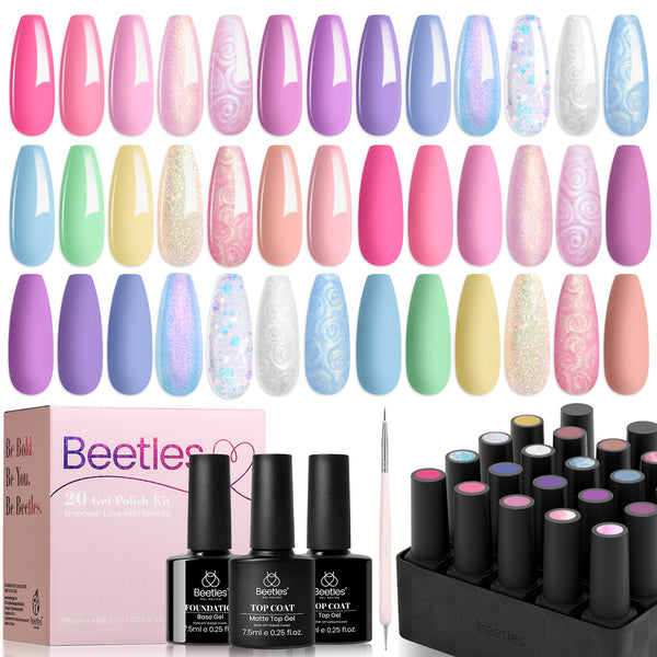 Dreamland Unicorn Valentines Nails - 20 Colors Pearl Shell Gel Nail Polish Set