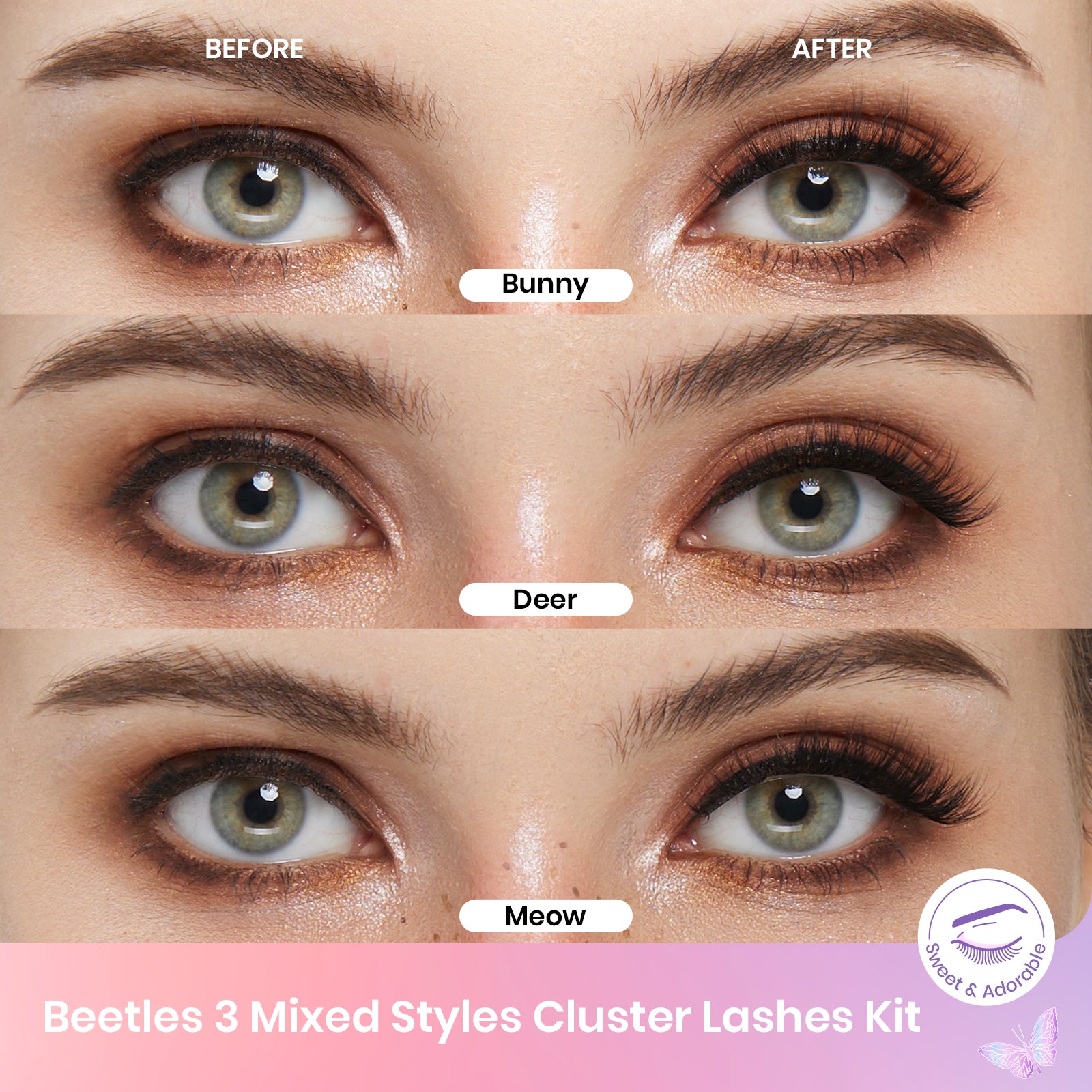 False Eyelash Clusters Kit| Animal Magic 3 Styles 6ct