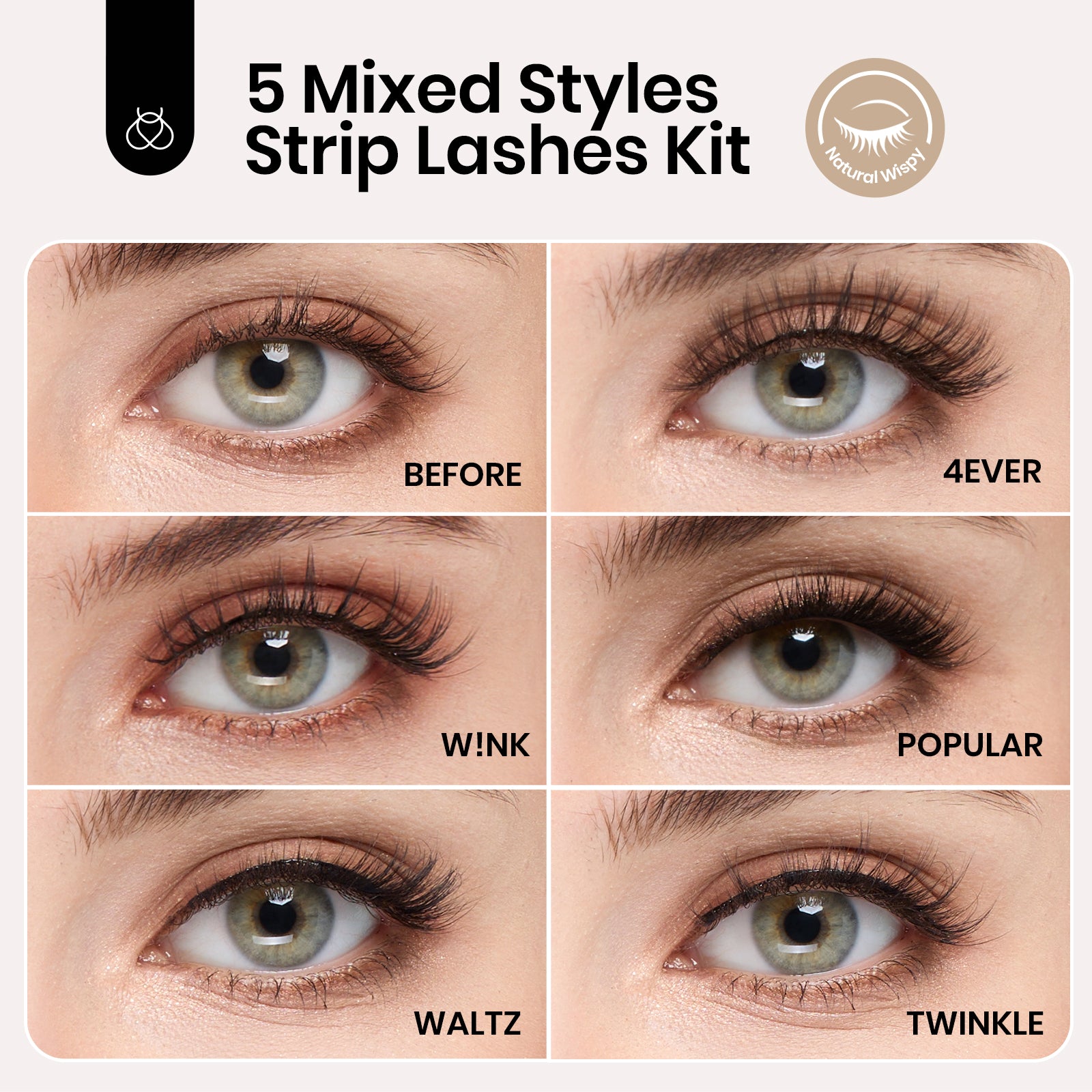 False Eyelash Clusters Kit| Essential Collection 5 Pairs