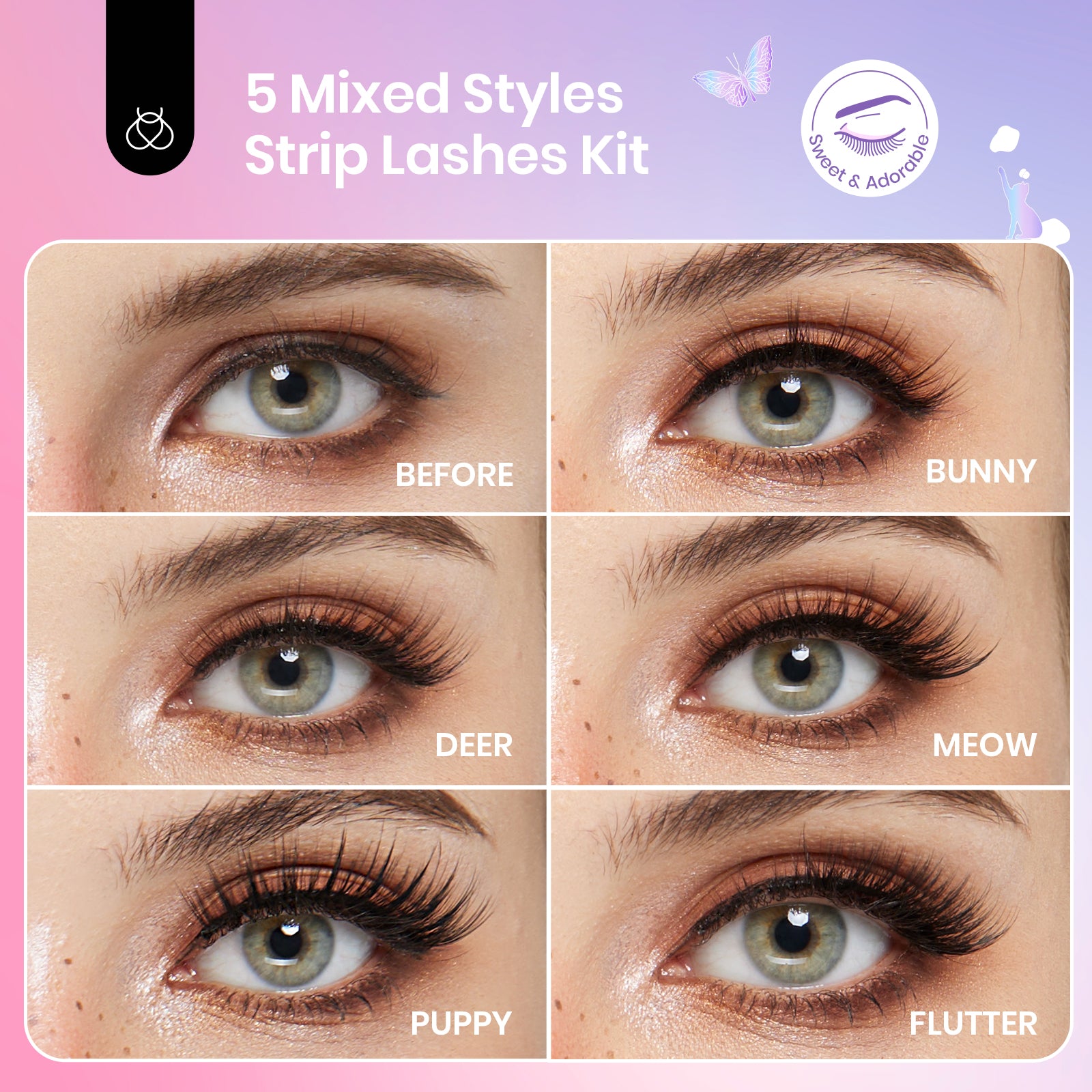 False Eyelash Clusters Kit| Animal Magic 5 Pairs