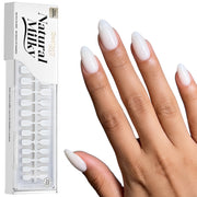 Beetles Stay Shining Milky White Press on Nails Short Almond