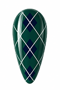 Use a nail art brush to paint fine, straight, intersecting lines on the nails with a white gel nail polish;  cure under the lamp for 30–60 seconds.