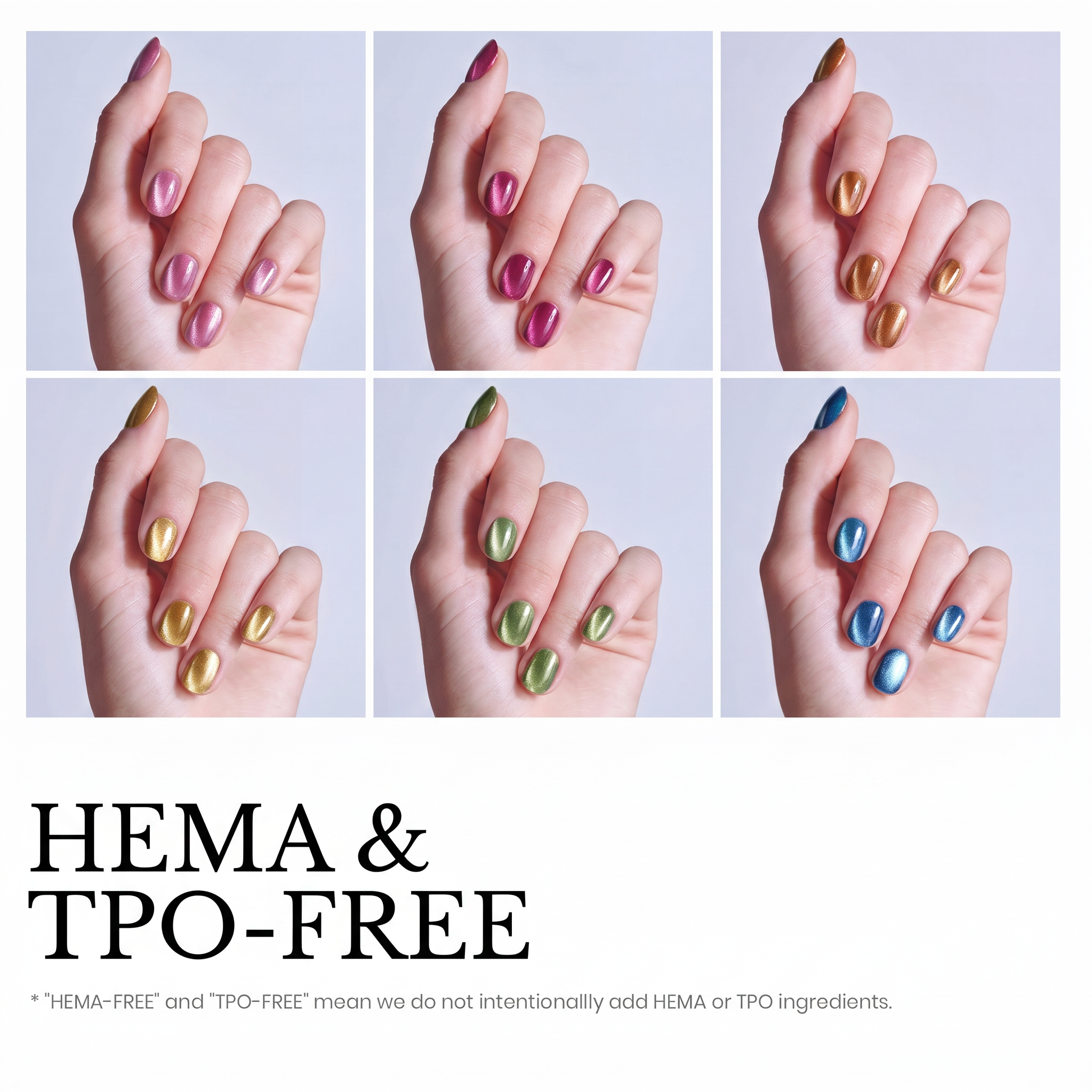 Beetles Stay Shining Golden Mirage HEMA Free TPO Free 6 Colors Cat Eye Gel Polish Set 7.5ml