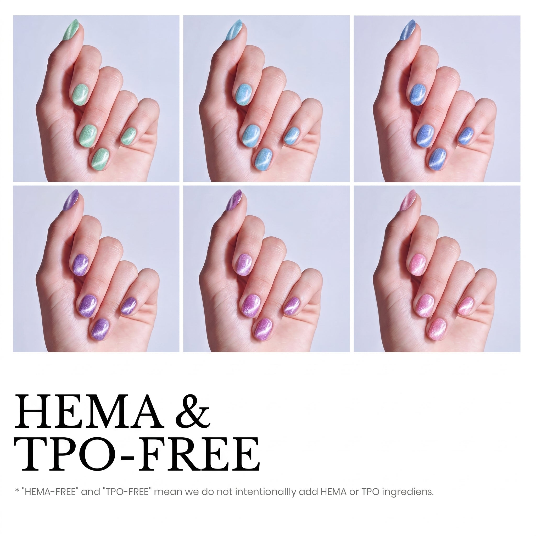 Beetles Stay Shining Prismatic Mirage HEMA Free TPO Free 6 Colors Cat Eye Gel Polish Set 7.5ml