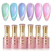 Beetles Stay Shining Prismatic Mirage HEMA Free TPO Free 6 Colors Cat Eye Gel Polish Set 7.5ml