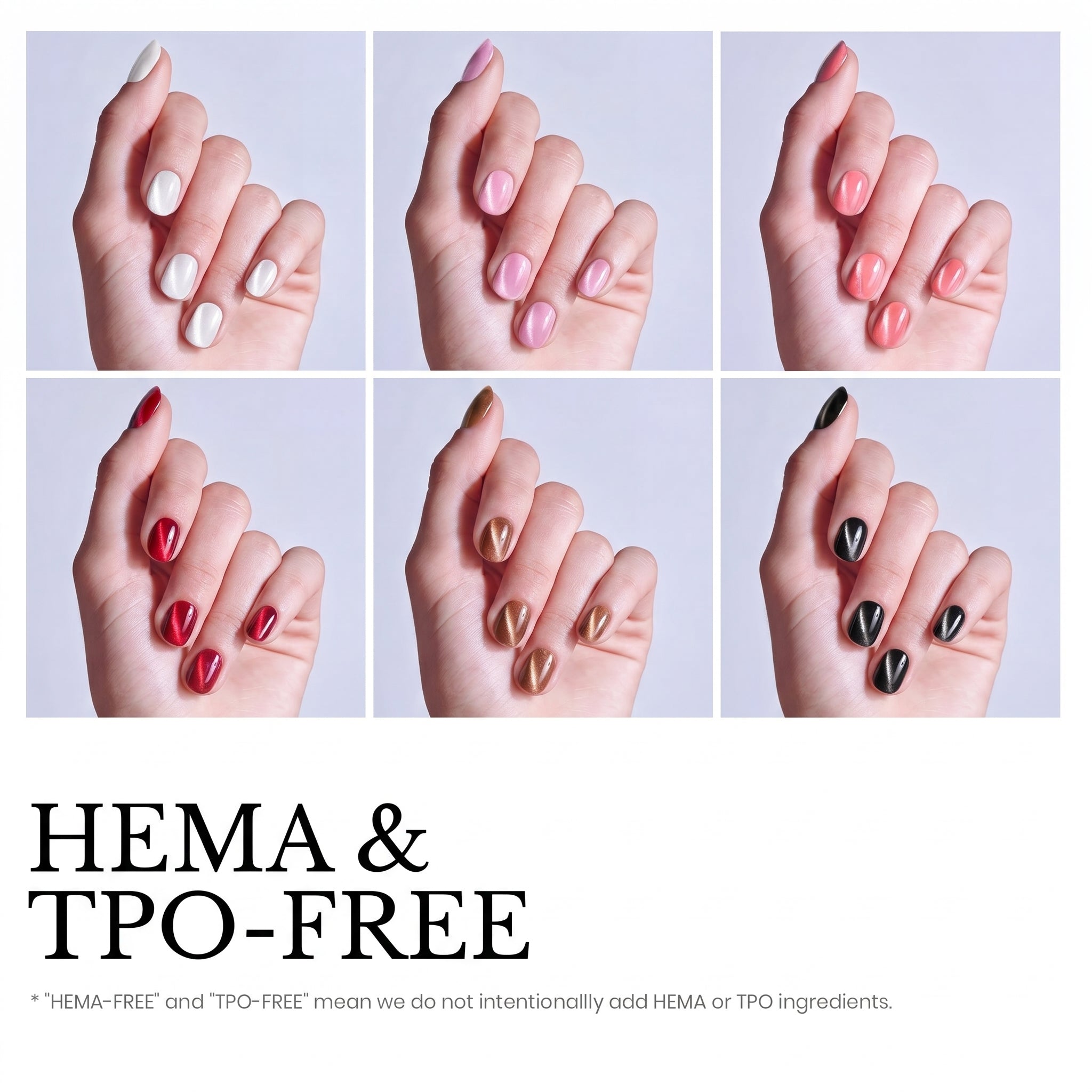 Beetles Stay Shining Porcelain Glow HEMA Free TPO Free 6 Colors Cat Eye Gel Set 7.5ml