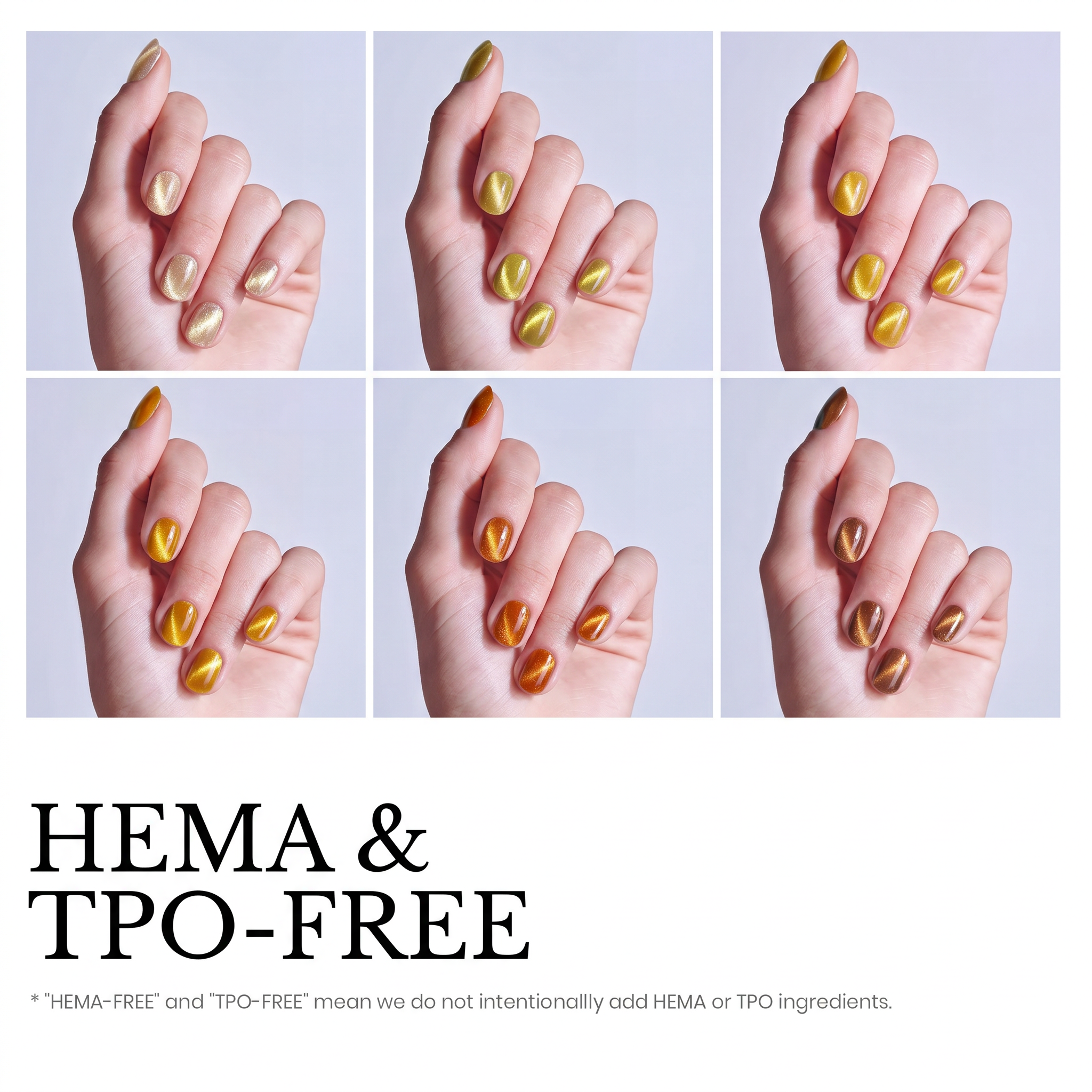 Beetles Stay Shining Falling Gold HEMA Free TPO Free 6 Colors Cat Eye Gel Polish Set 7.5ml