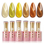 Beetles Stay Shining Falling Gold HEMA Free TPO Free 6 Colors Cat Eye Gel Polish Set 7.5ml