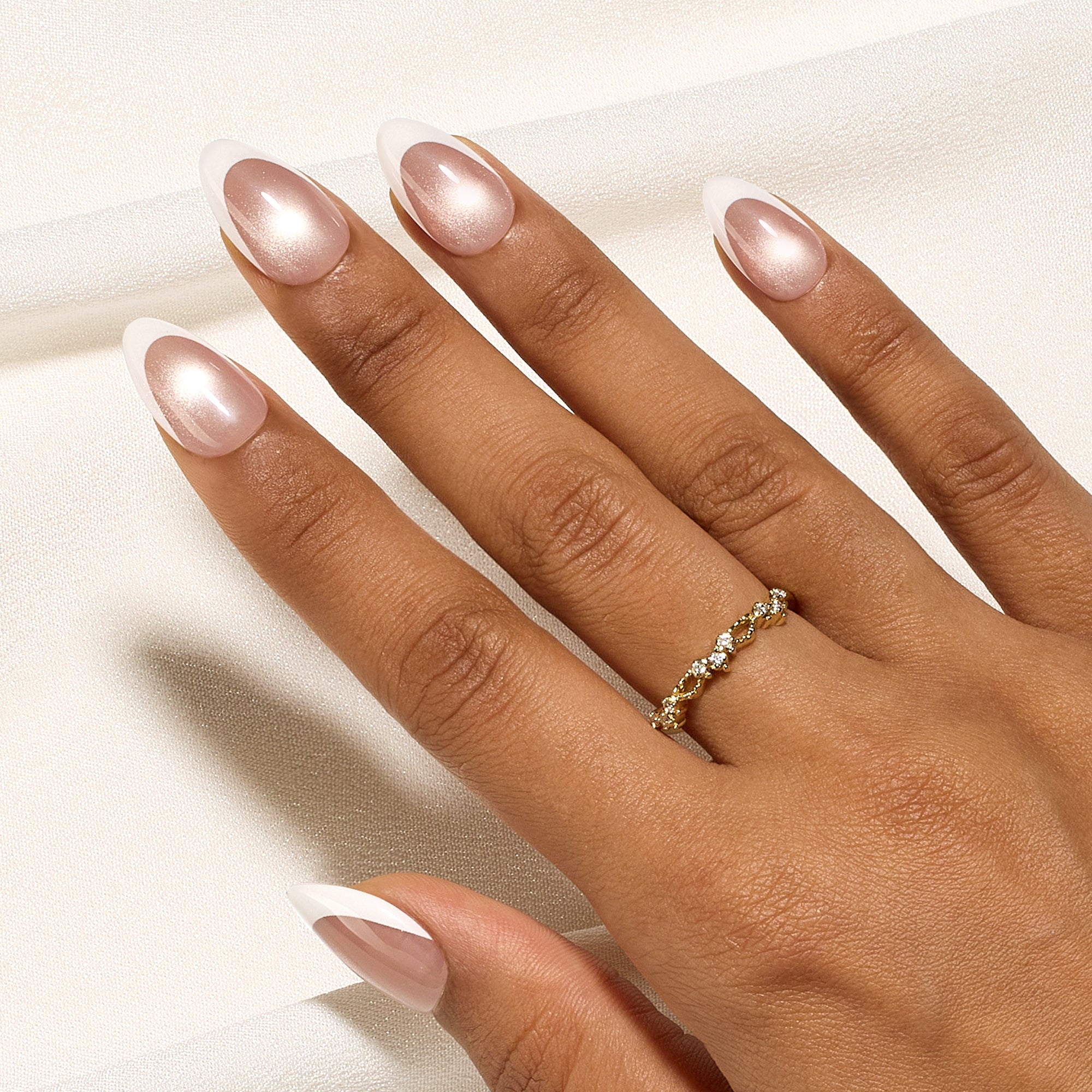 Beetles Stay Shining Glassy Amber French Press On Nails Short Almond 160 PCS